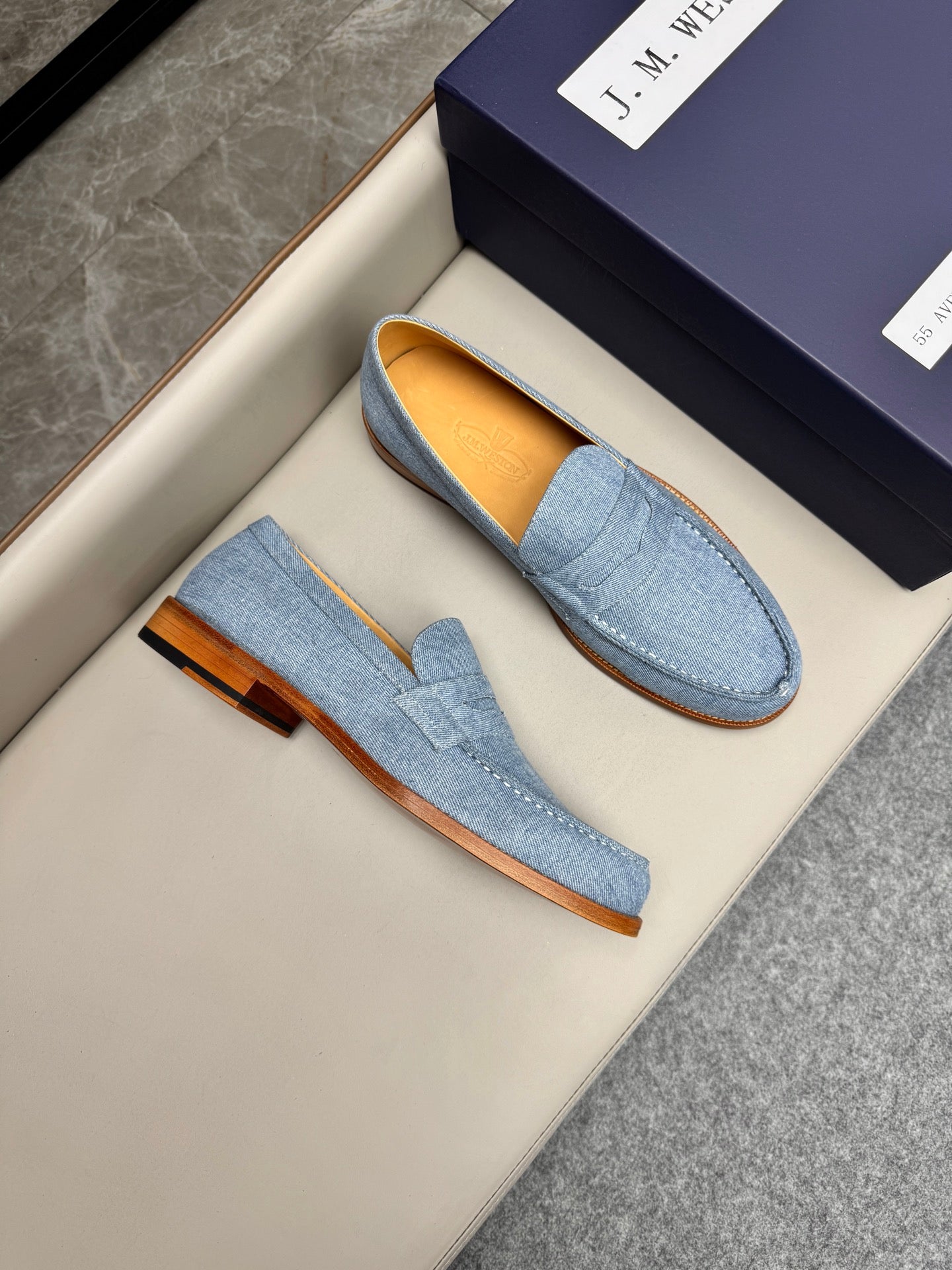 Mocassin 180 en tissu denim bleu
