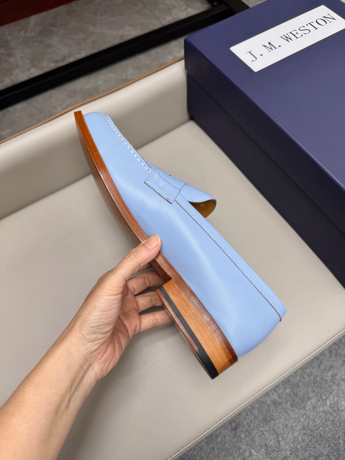 Mocassin 180 en cuir bleu ciel