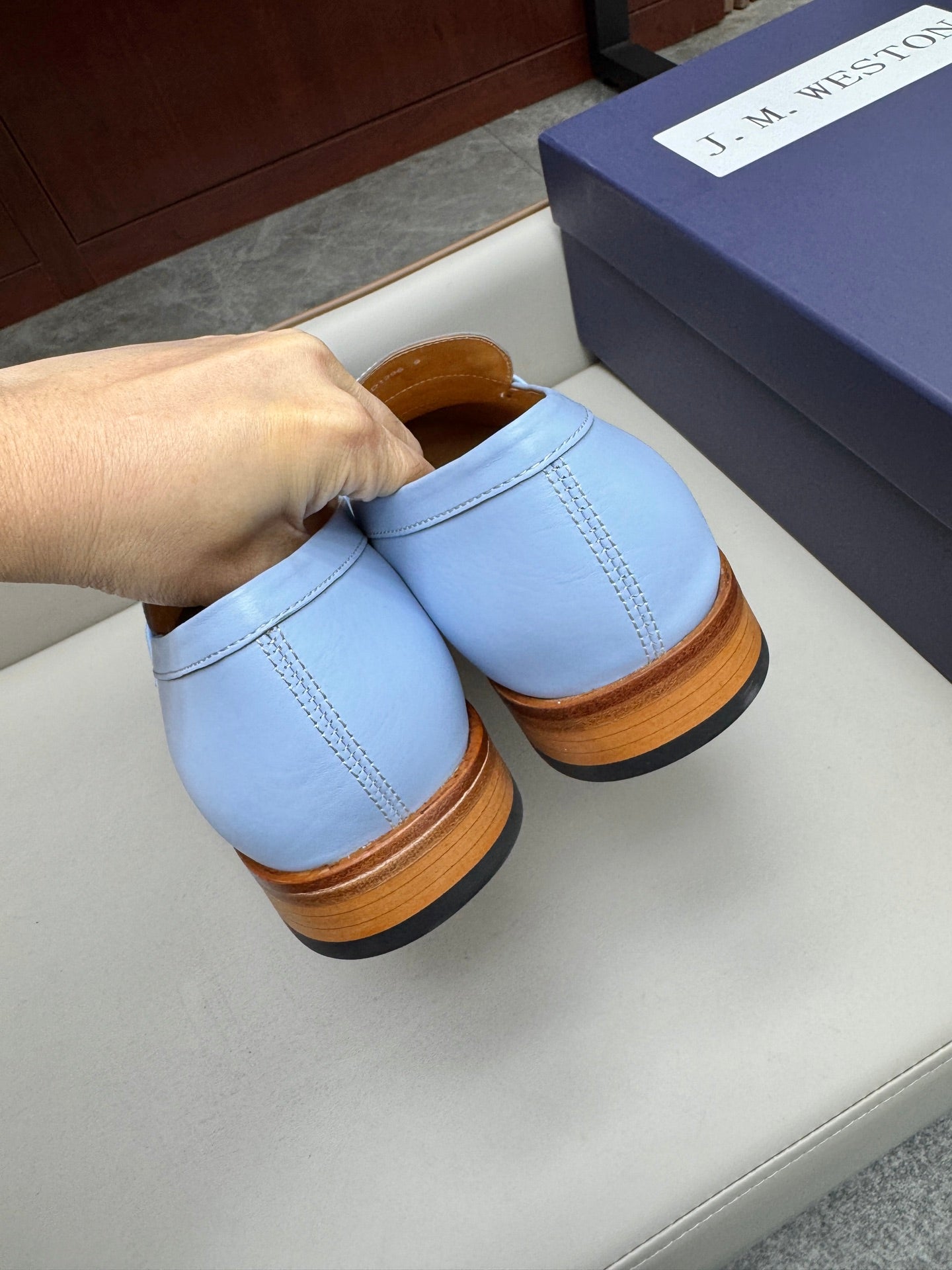 Mocassin 180 en cuir bleu ciel