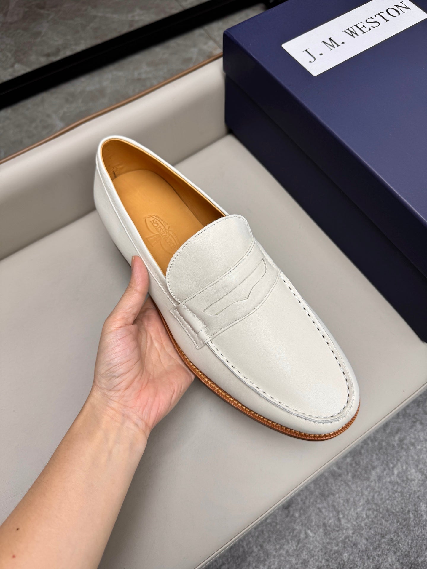 Mocassin 180 en cuir blanc cassé