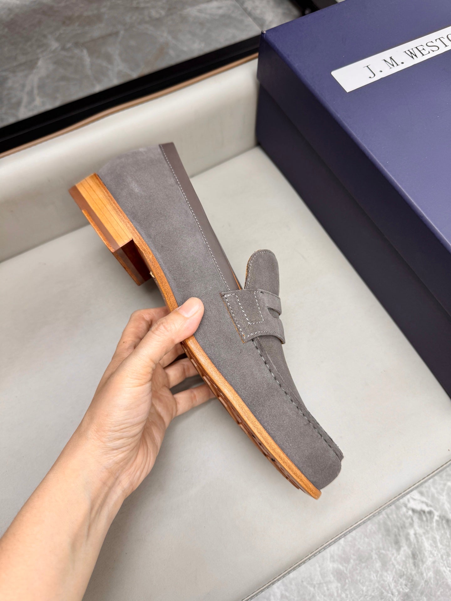 Mocassin 180 en daim gris