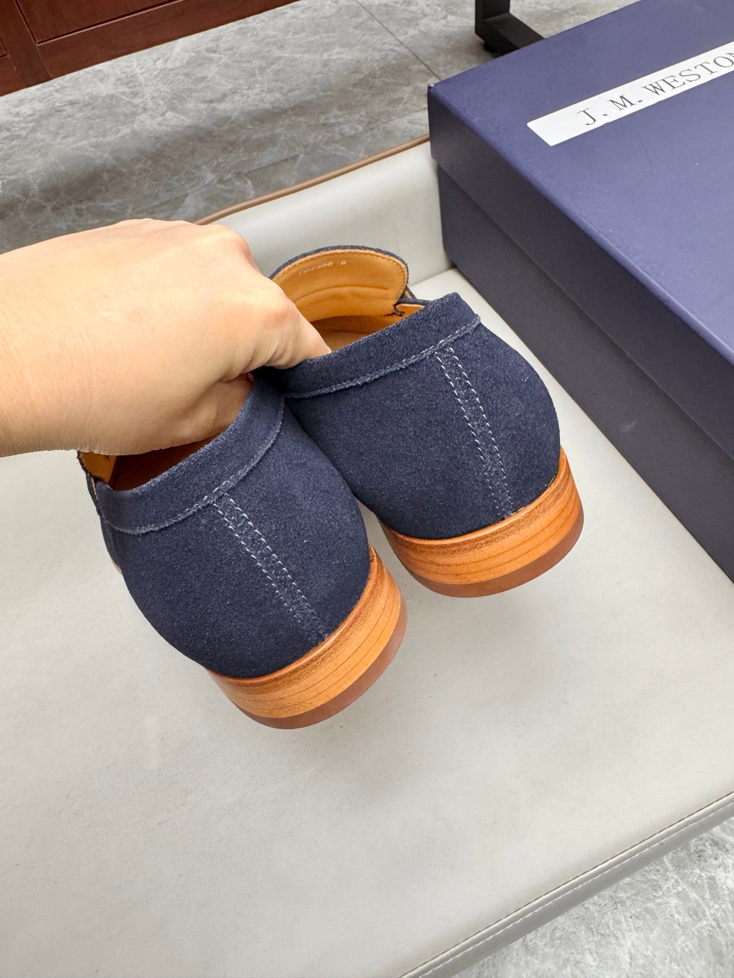 Mocassin 180 en daim bleu nuit