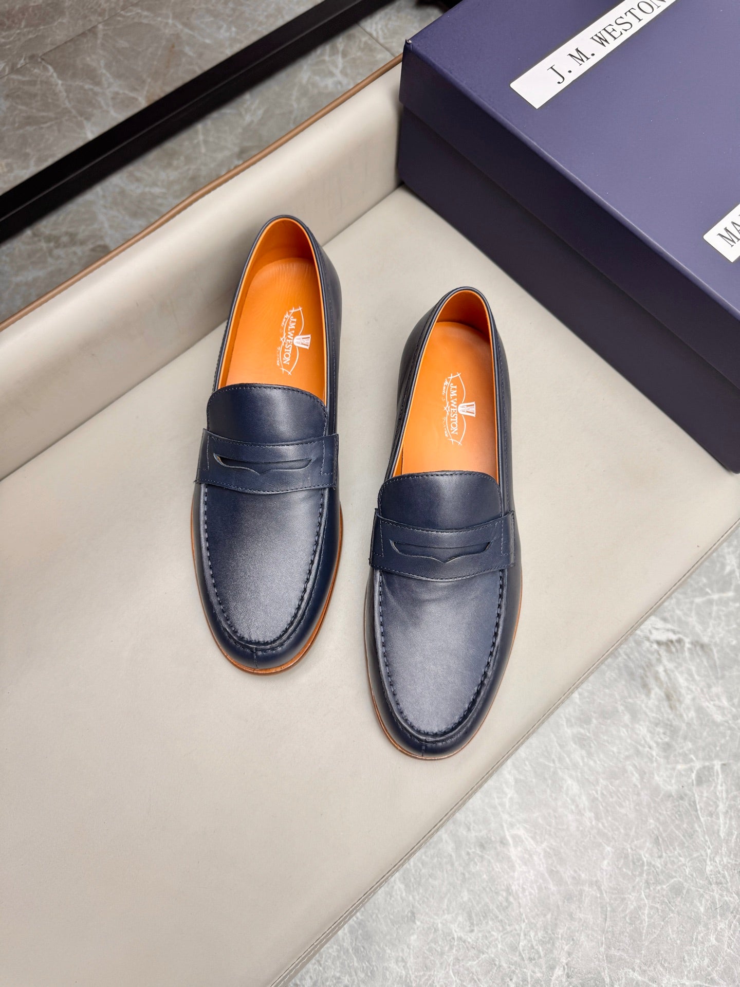 Mocassin 180 en cuir bleu marine