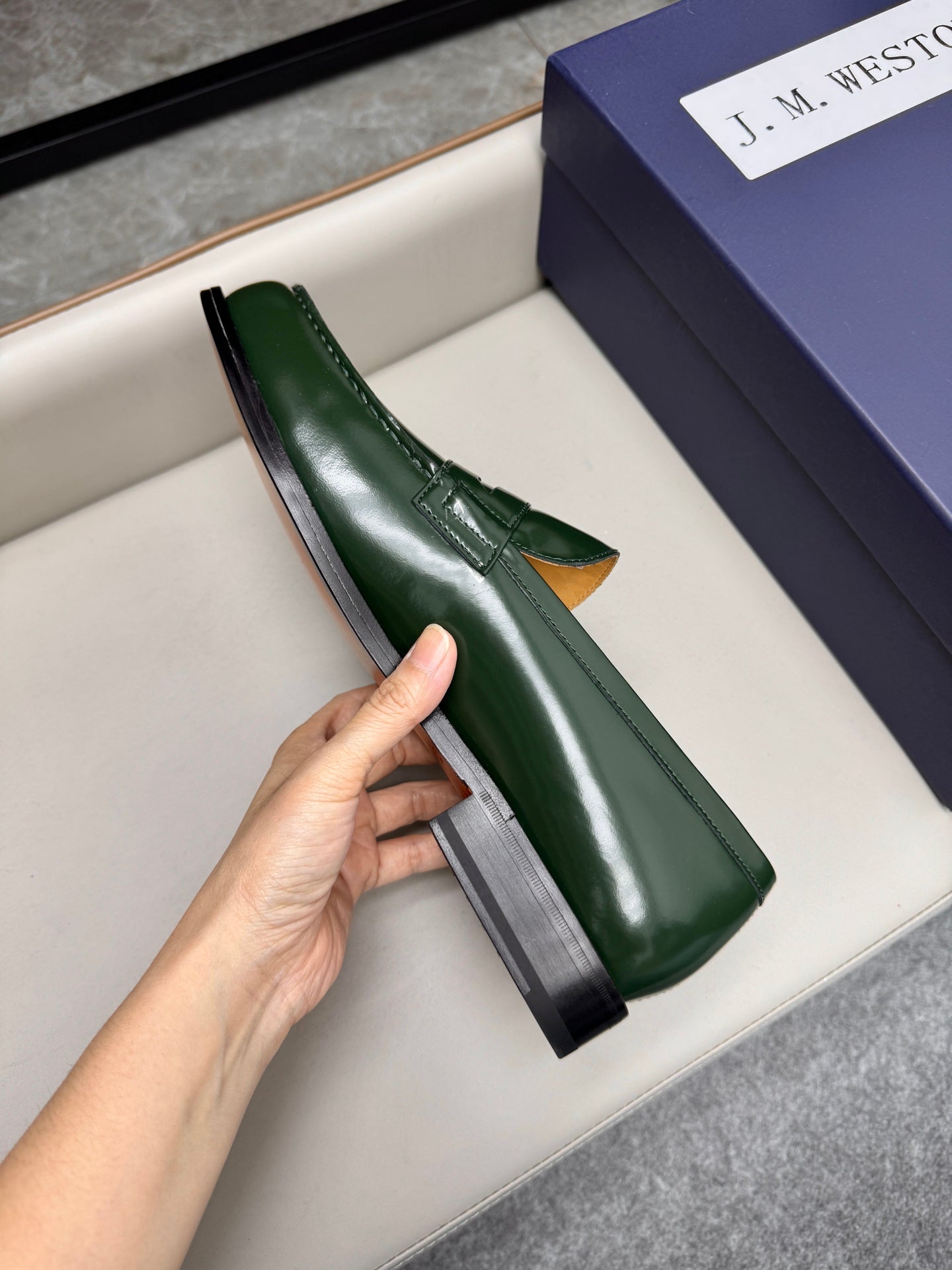 Mocassin 180 en cuir vert foncé