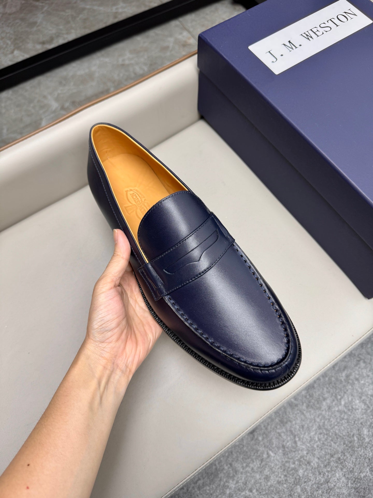 Mocassin 180 en cuir bleu marine