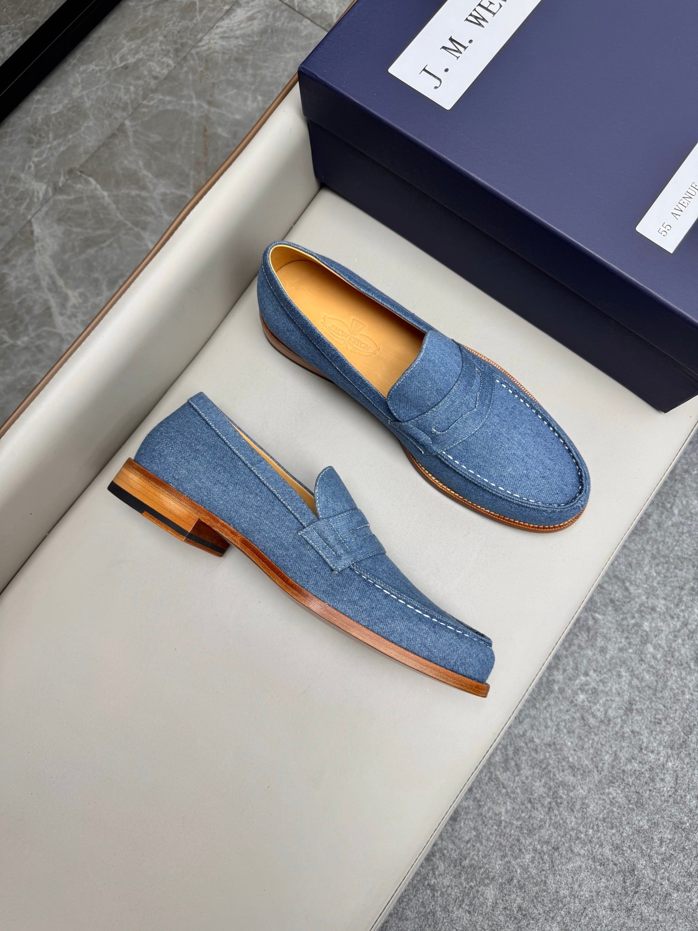 Mocassin 180 en tissu denim bleu
