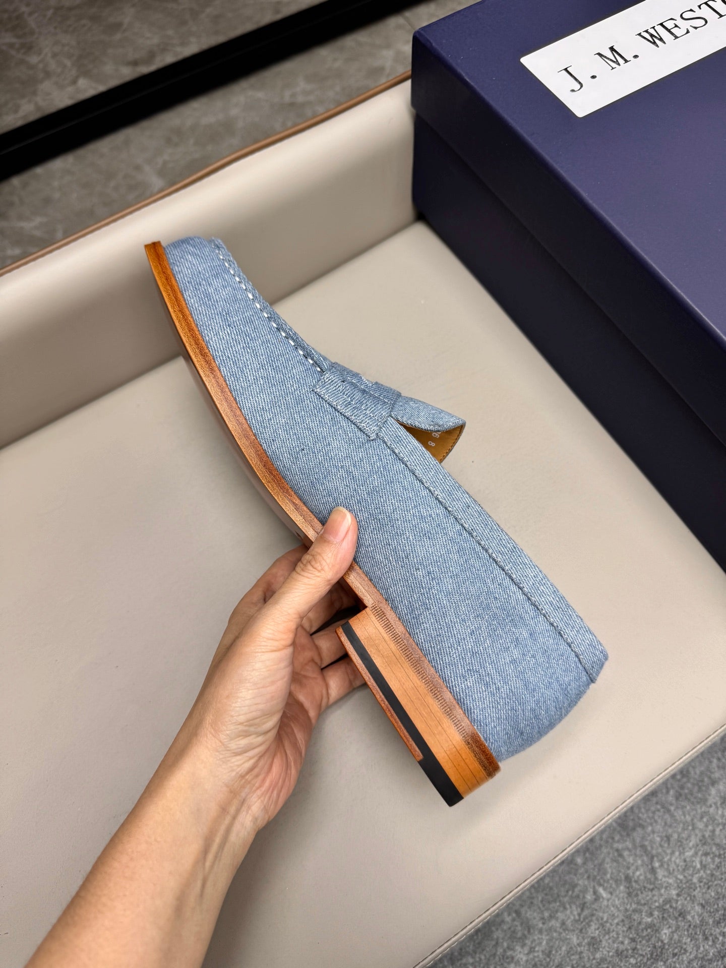 Mocassin 180 en tissu denim bleu