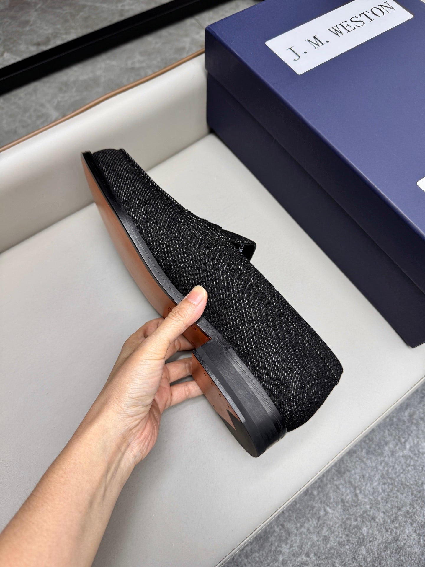 Mocassin 180 en denim noir