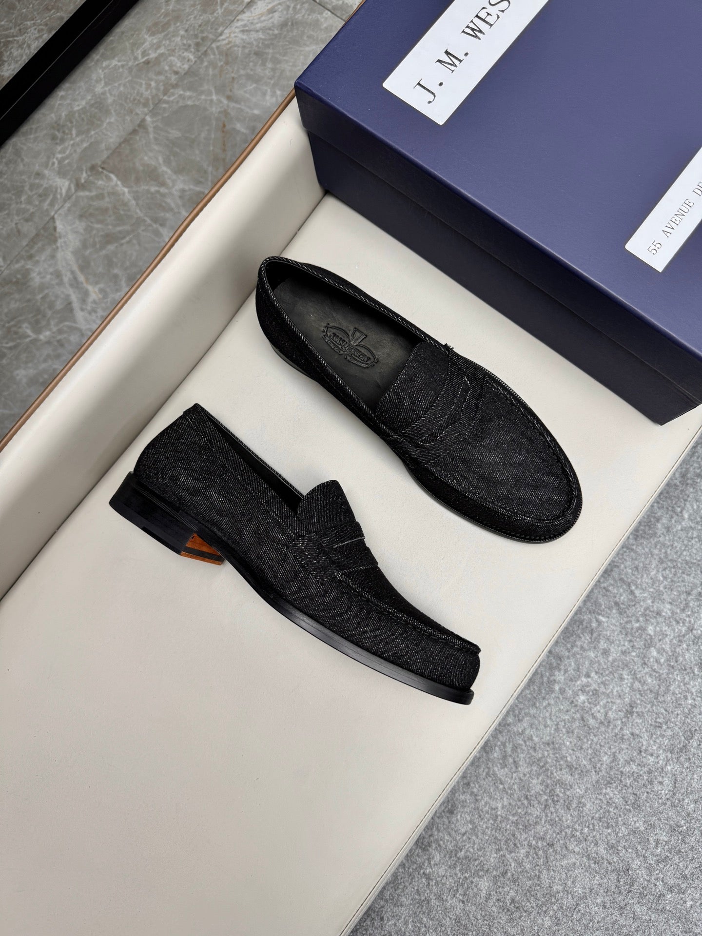 Mocassin 180 en denim noir
