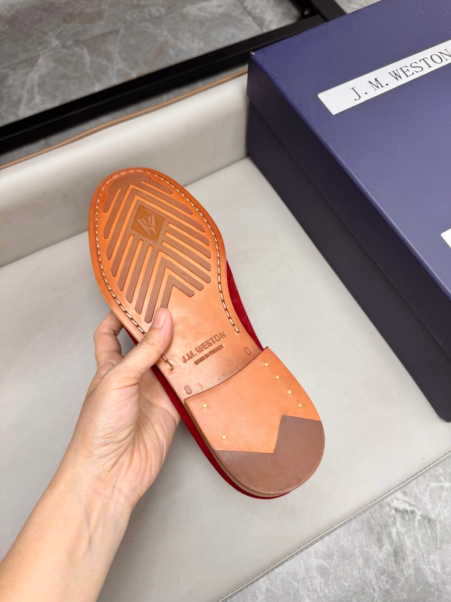 Mocassin 180 en daim rouge bordeaux
