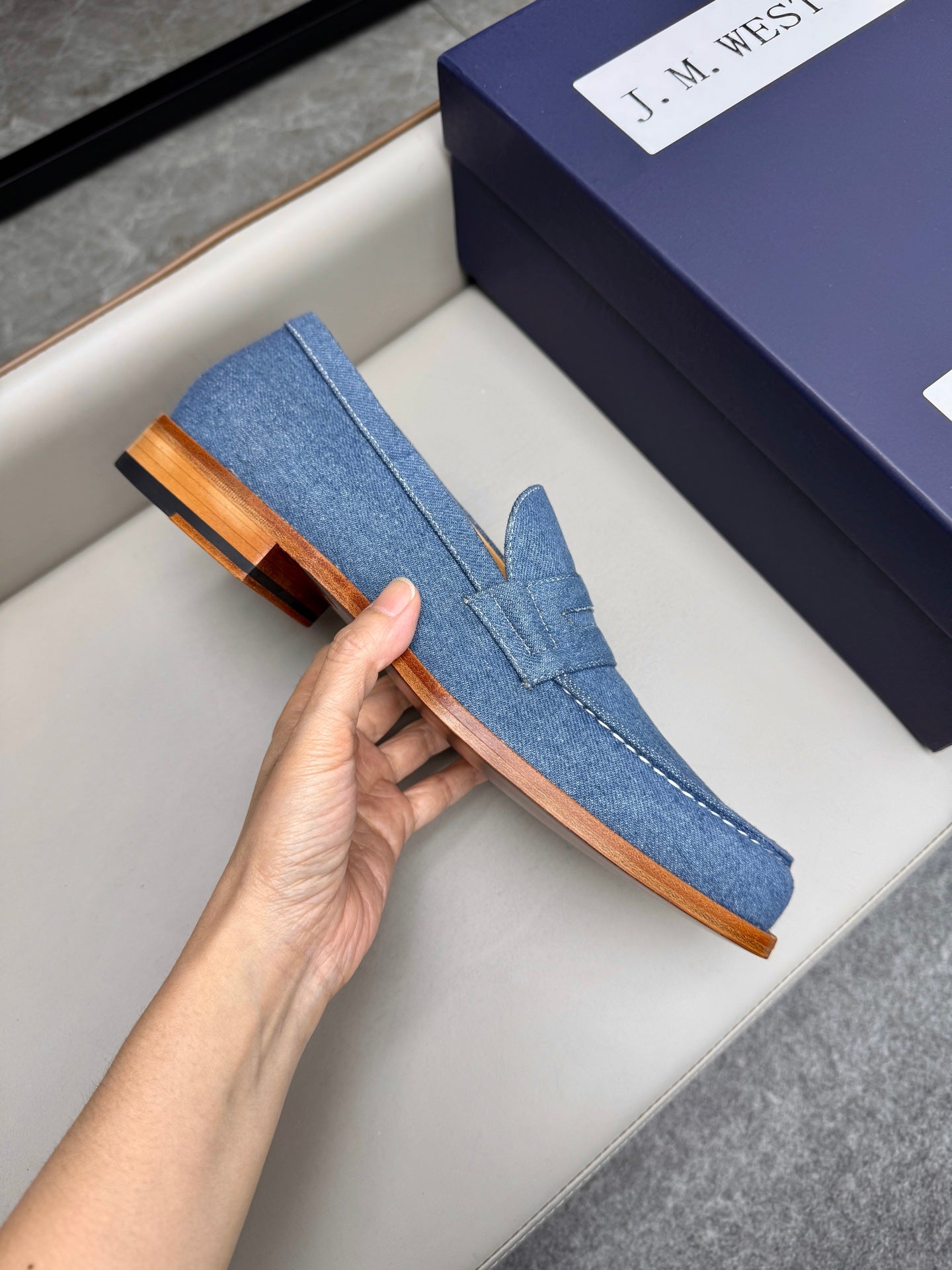 Mocassin 180 en tissu denim bleu