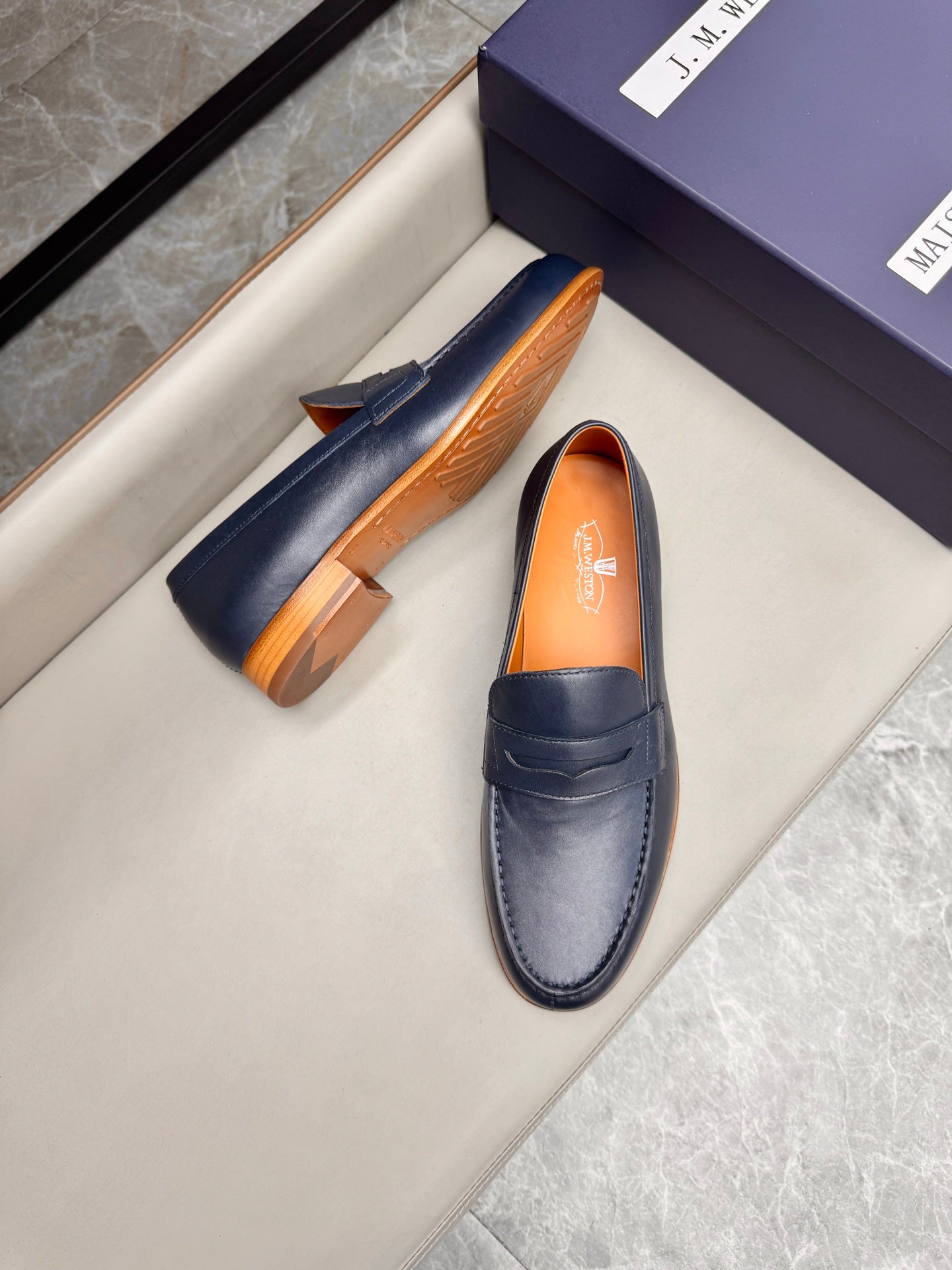 Mocassin 180 en cuir bleu marine