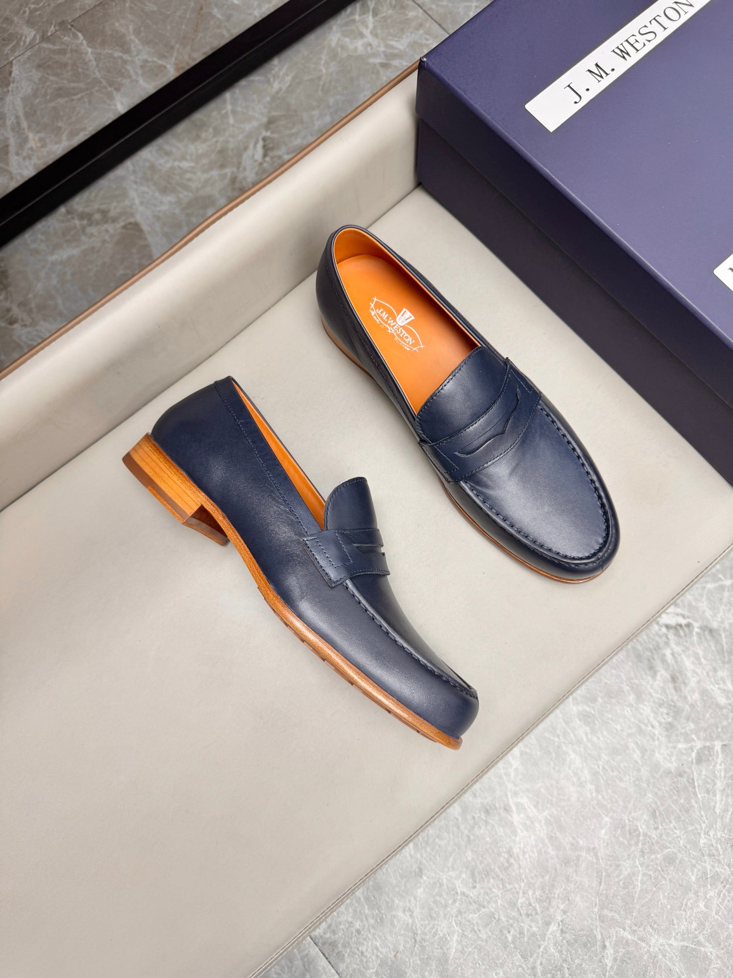 Mocassin 180 en cuir bleu marine