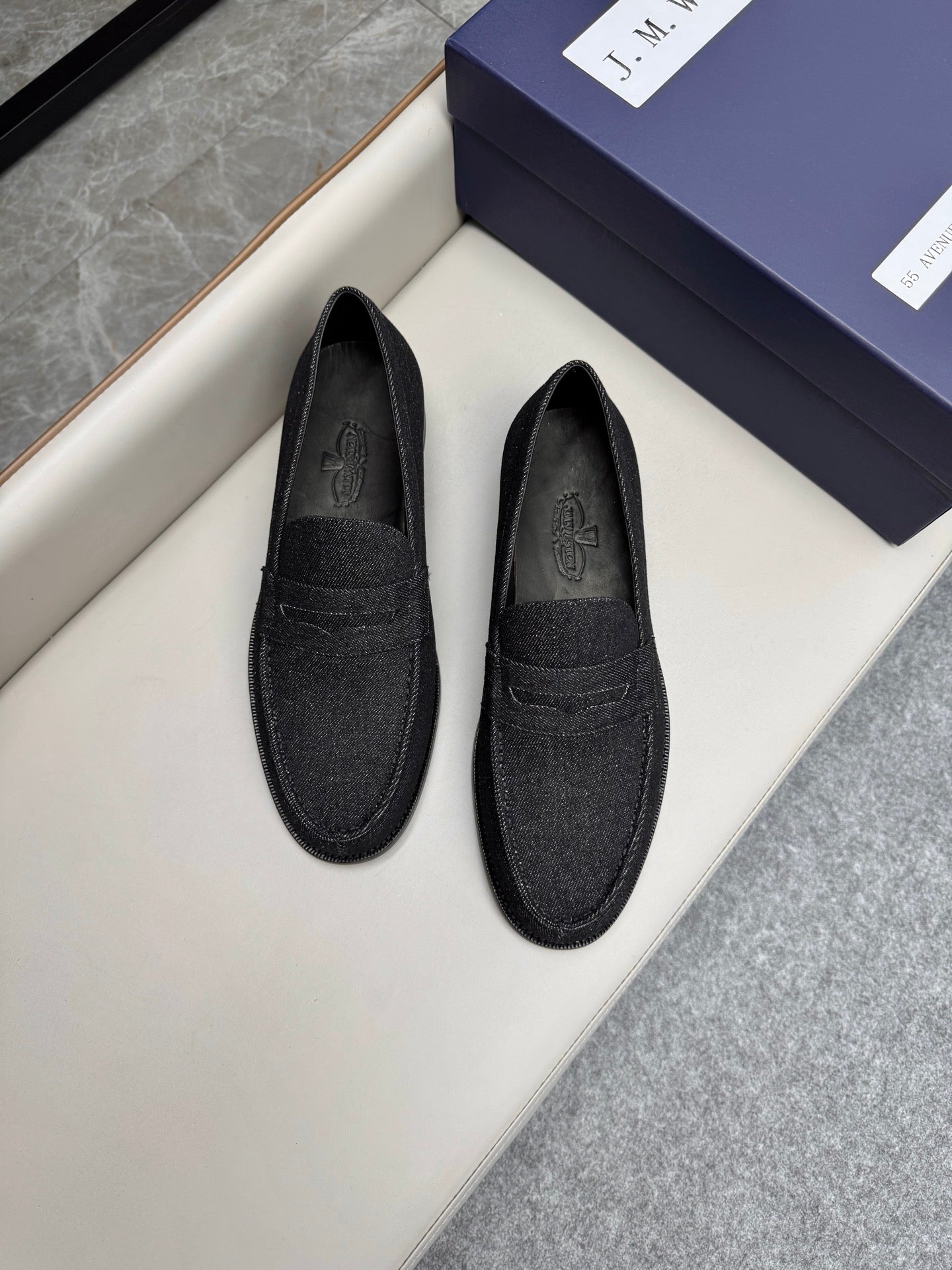 Mocassin 180 en denim noir