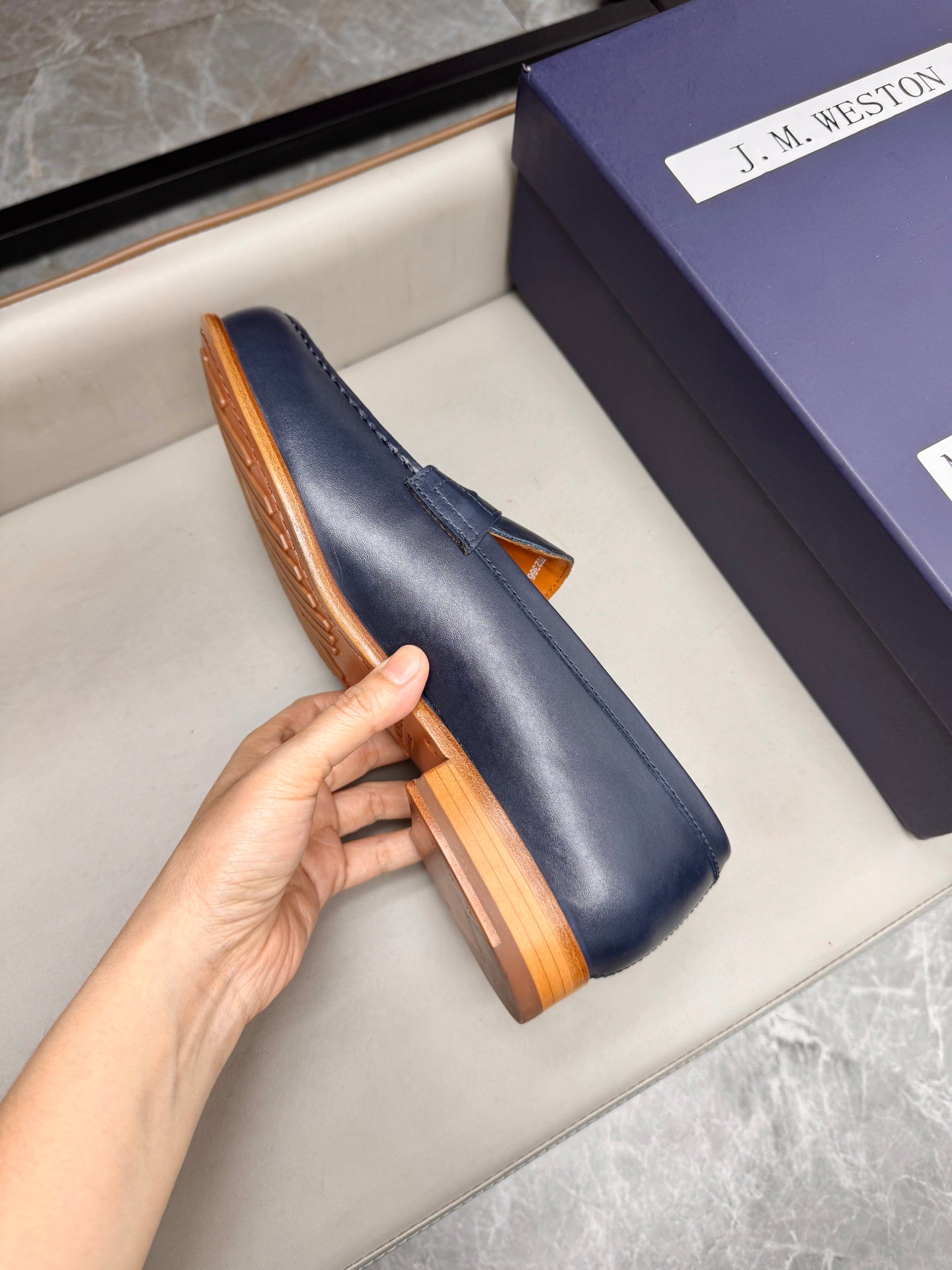 Mocassin 180 en cuir bleu marine