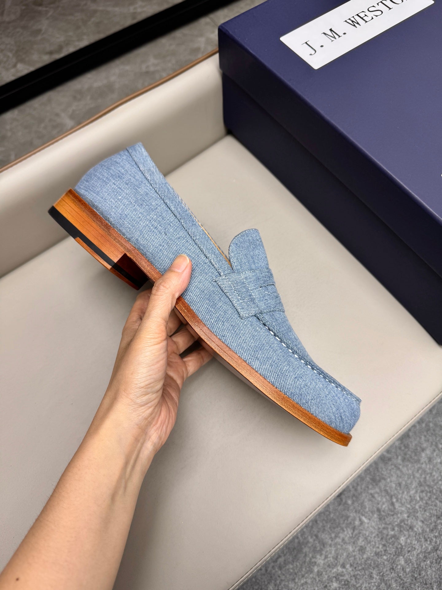 Mocassin 180 en tissu denim bleu