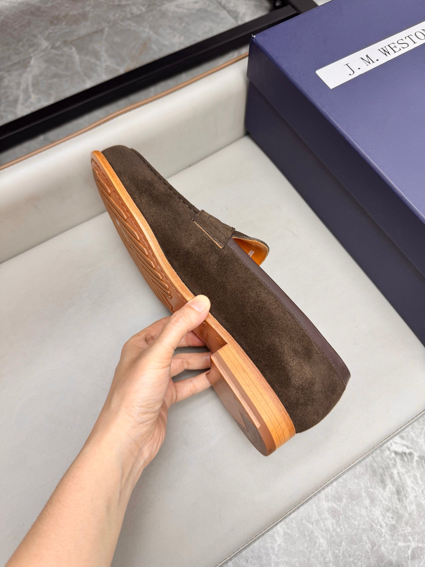 Mocassin 180 en daim brun foncé