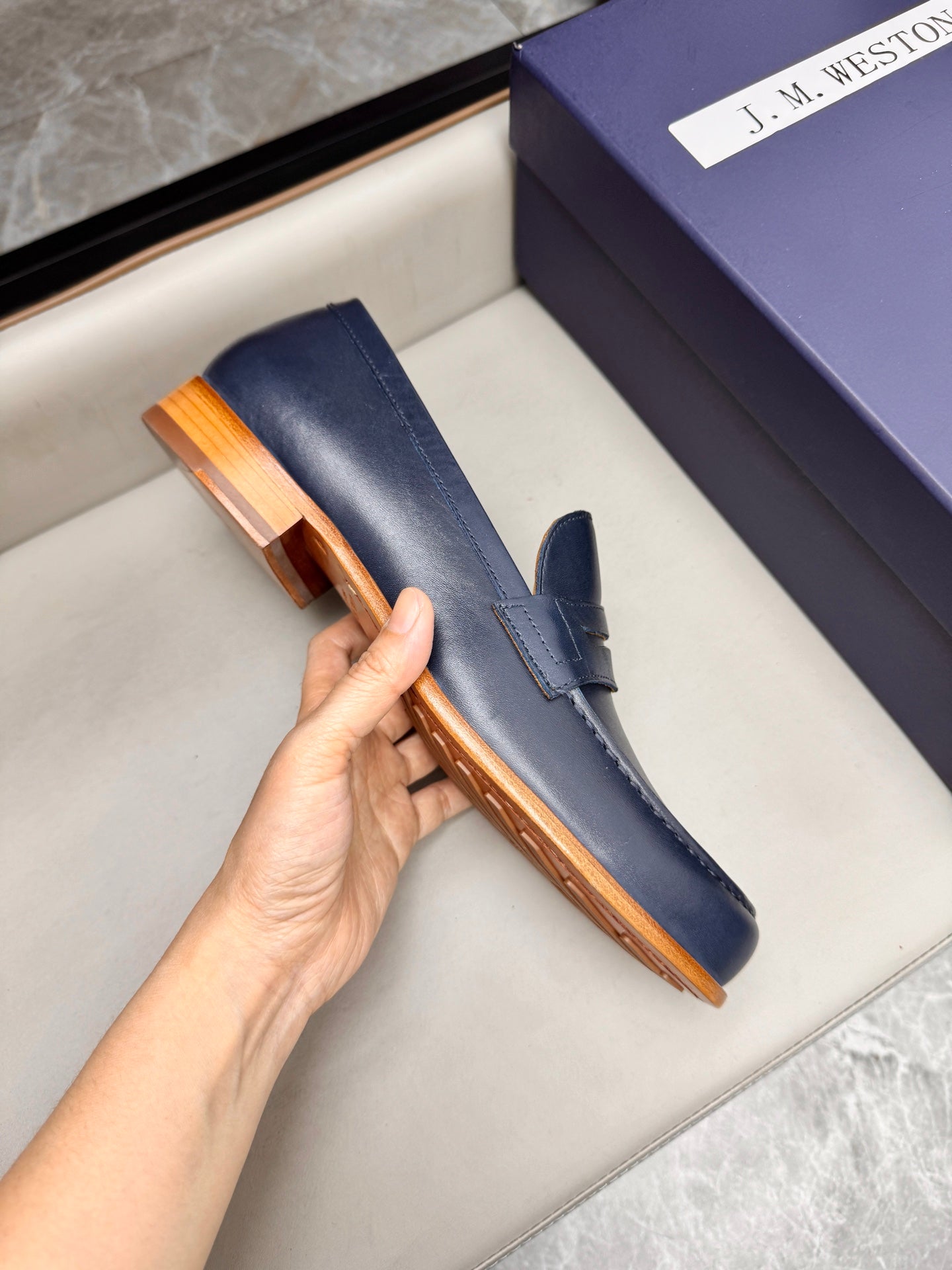 Mocassin 180 en cuir bleu marine