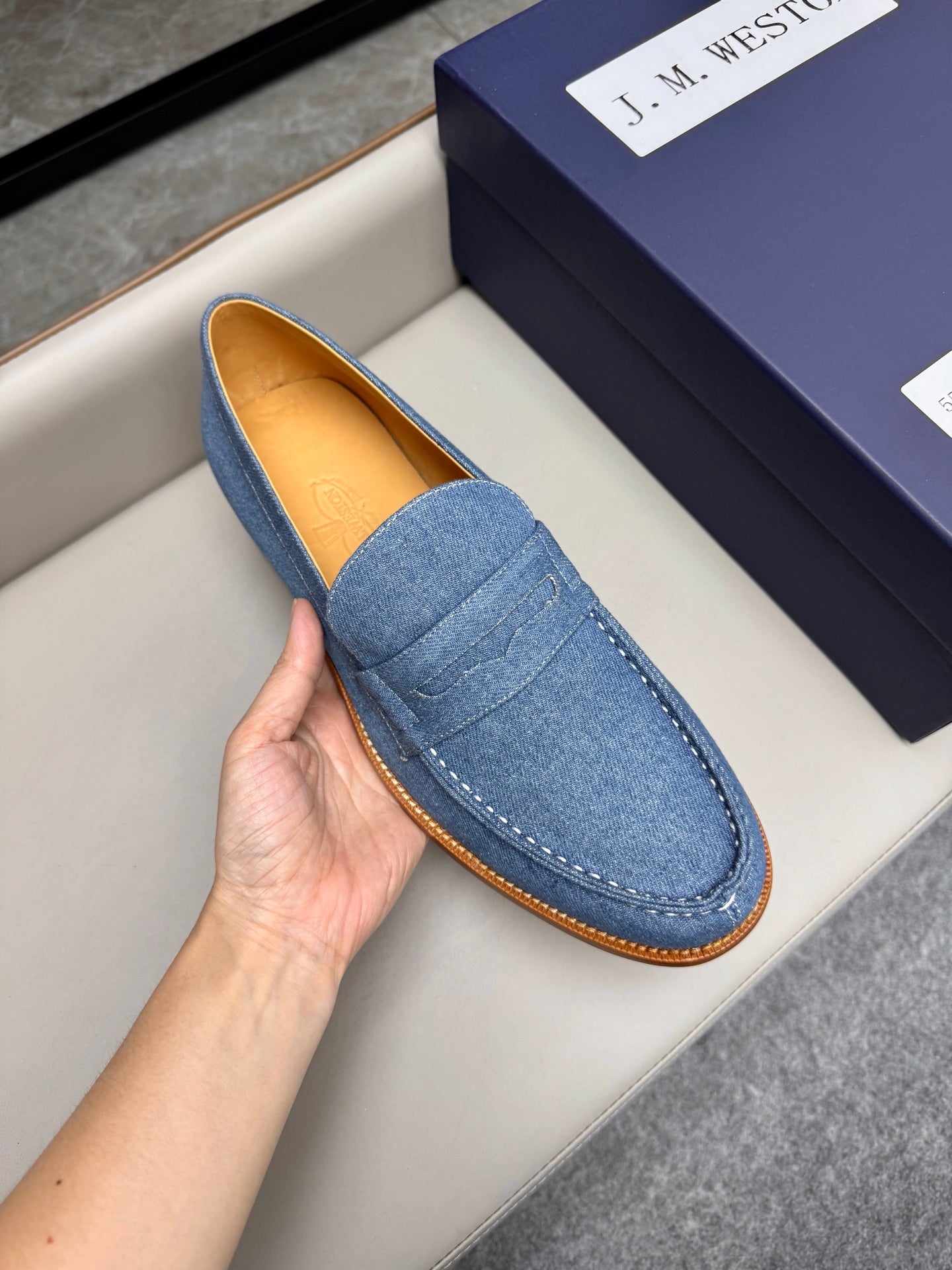 Mocassin 180 en tissu denim bleu