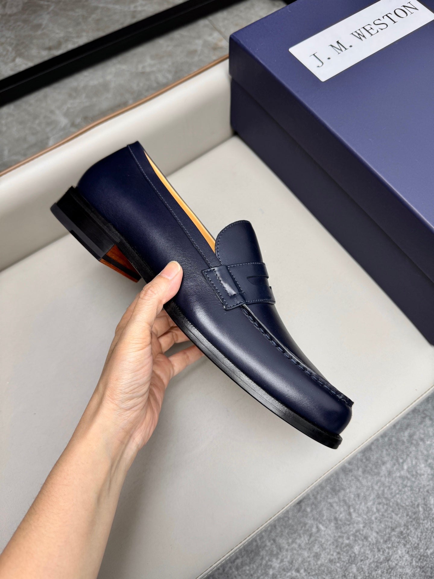 Mocassin 180 en cuir bleu marine