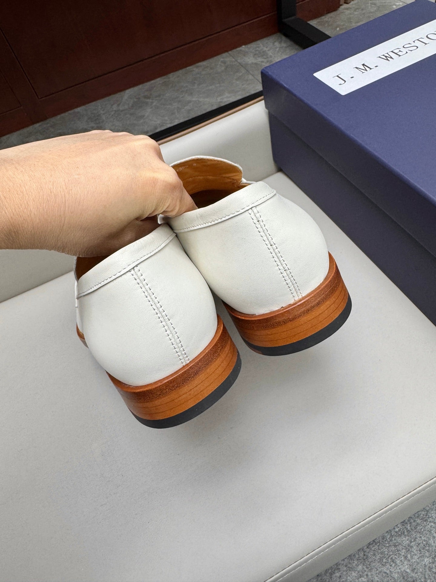 Mocassin 180 en cuir blanc cassé