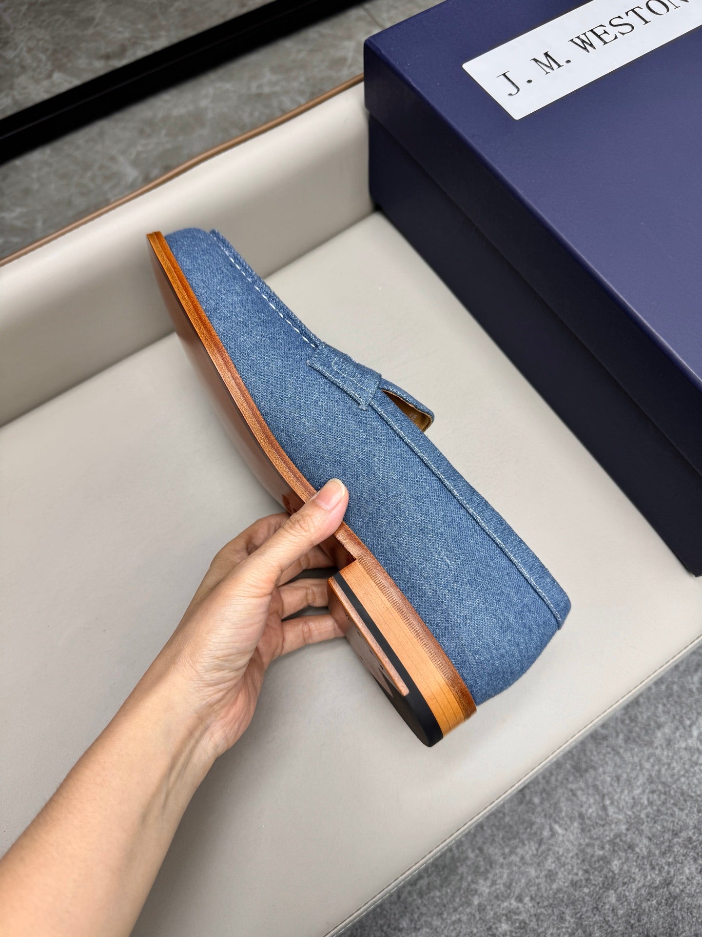 Mocassin 180 en tissu denim bleu