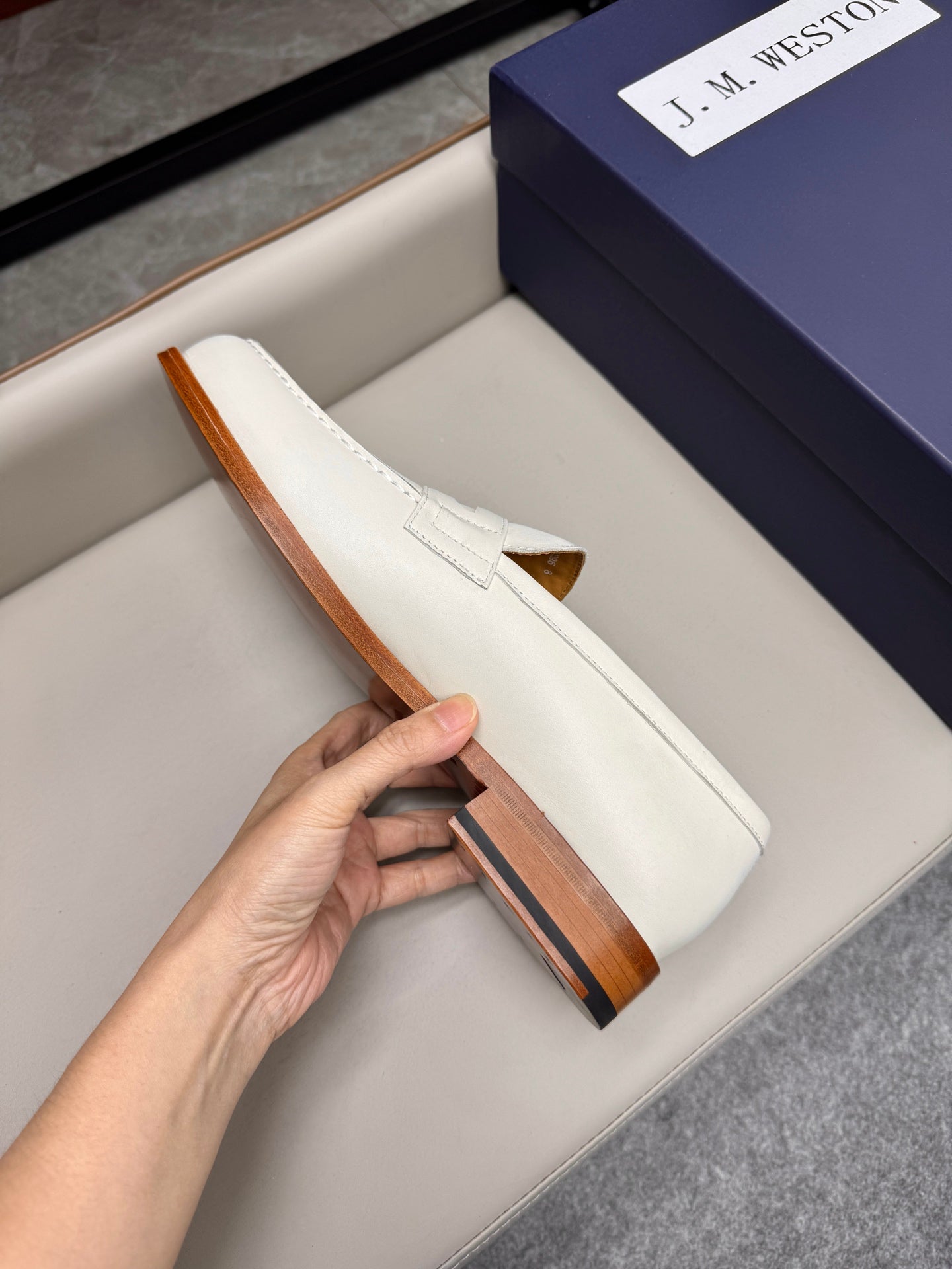 Mocassin 180 en cuir blanc cassé