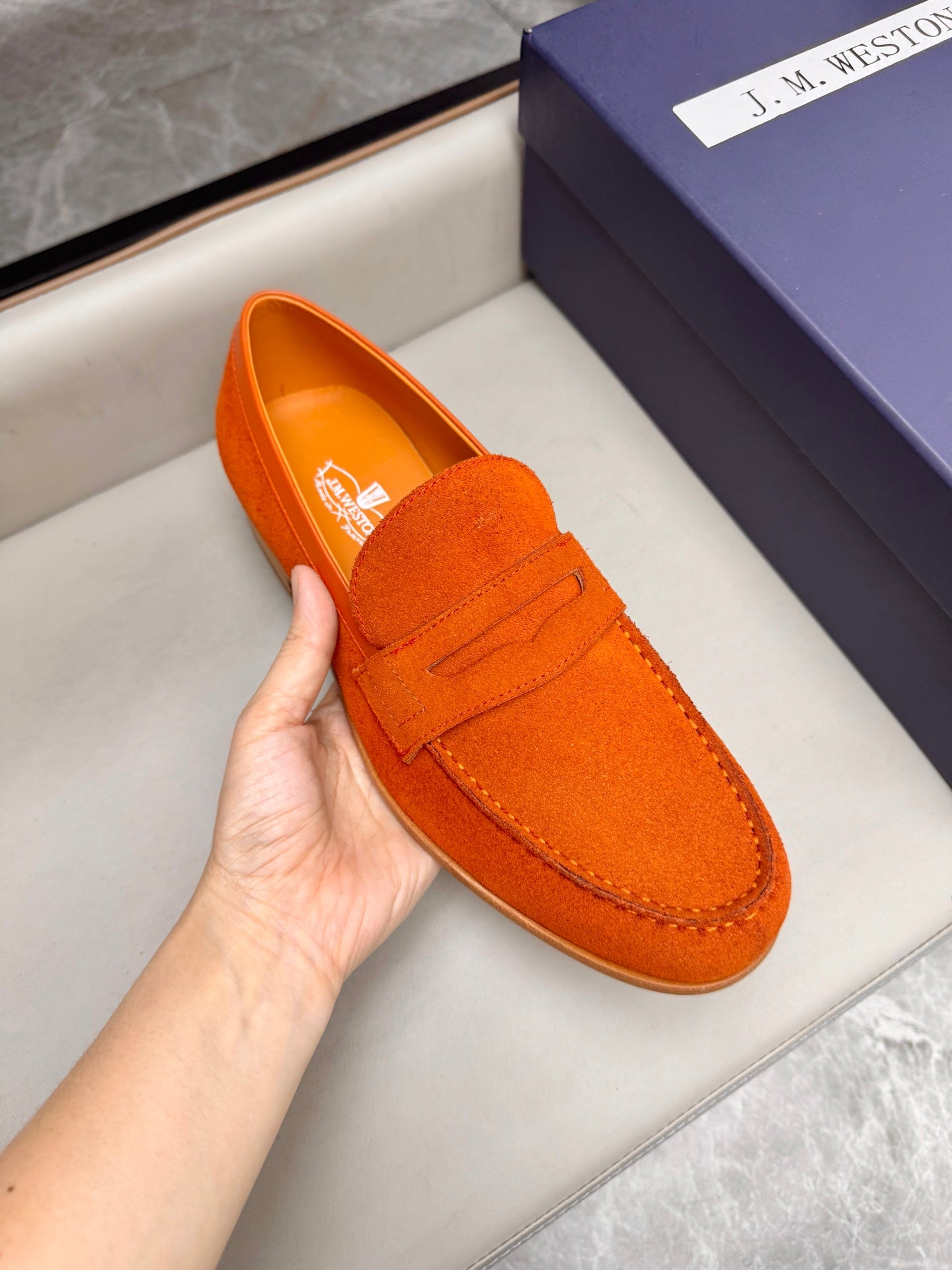 Mocassin 180 en daim orange vif