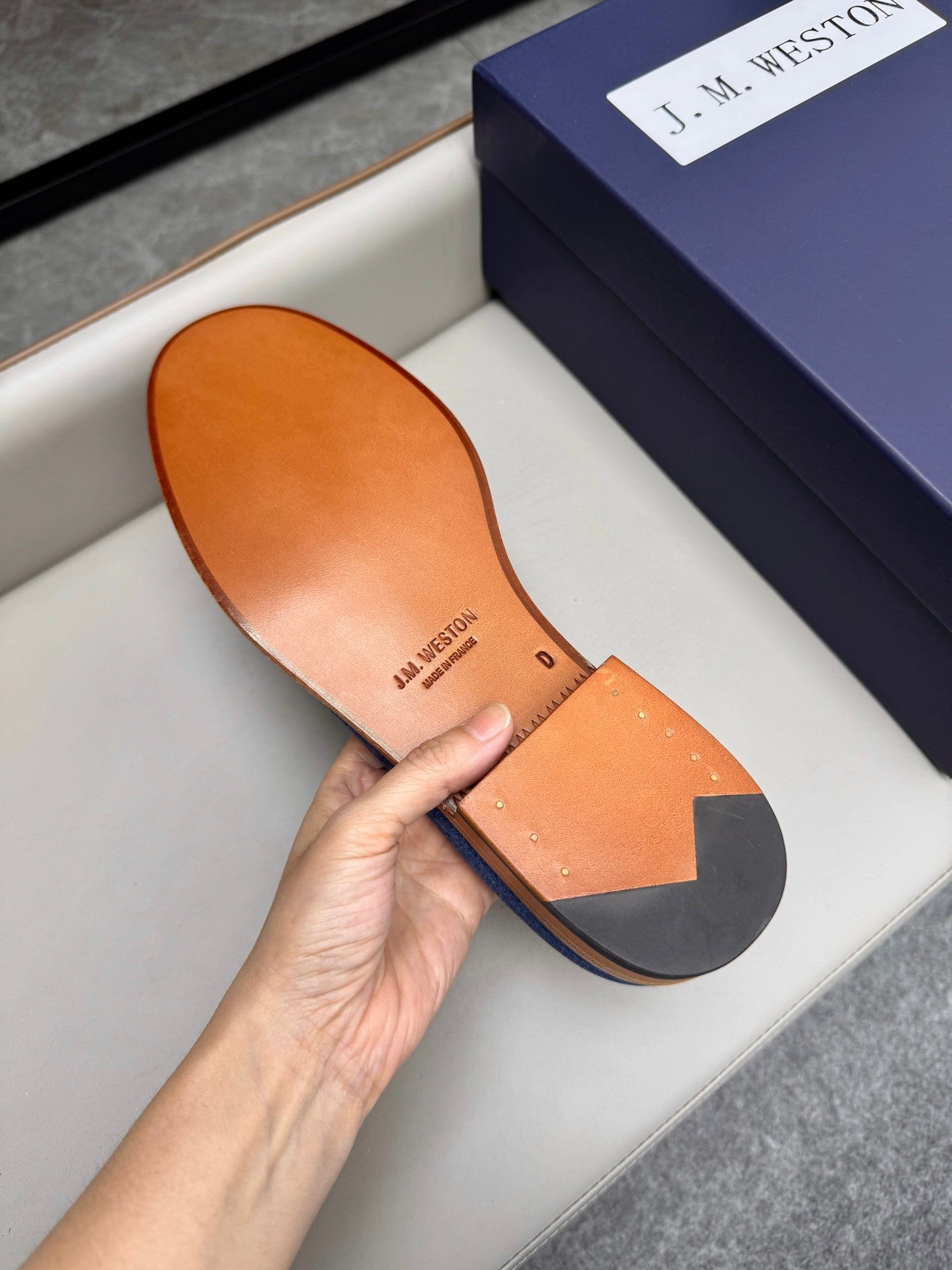 Mocassin 180 en tissu denim bleu brut
