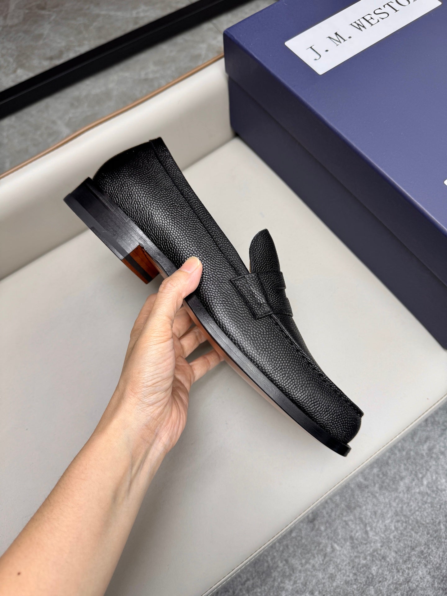 Mocassin 180 en cuir grainé noir