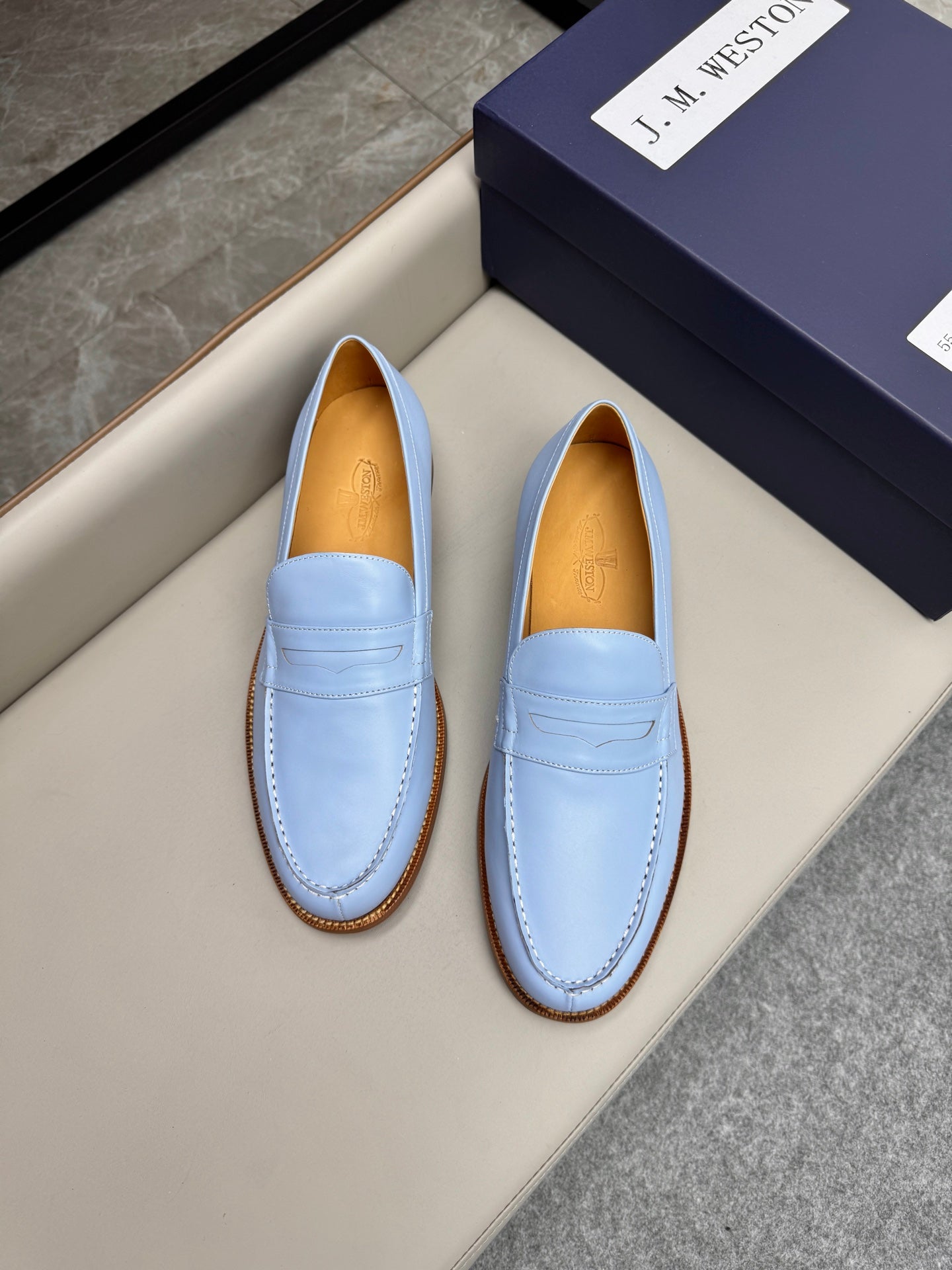 Mocassin 180 en cuir bleu ciel