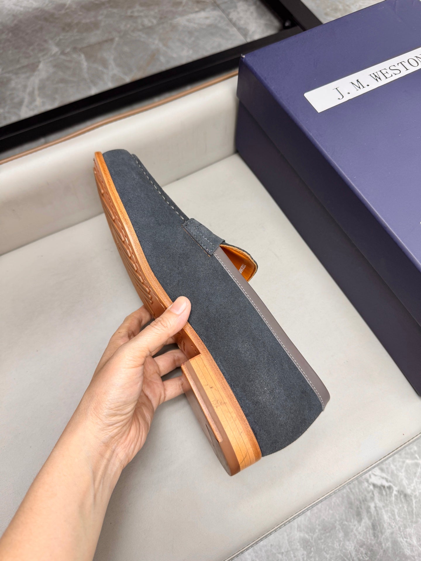 Mocassin 180 en daim gris foncé