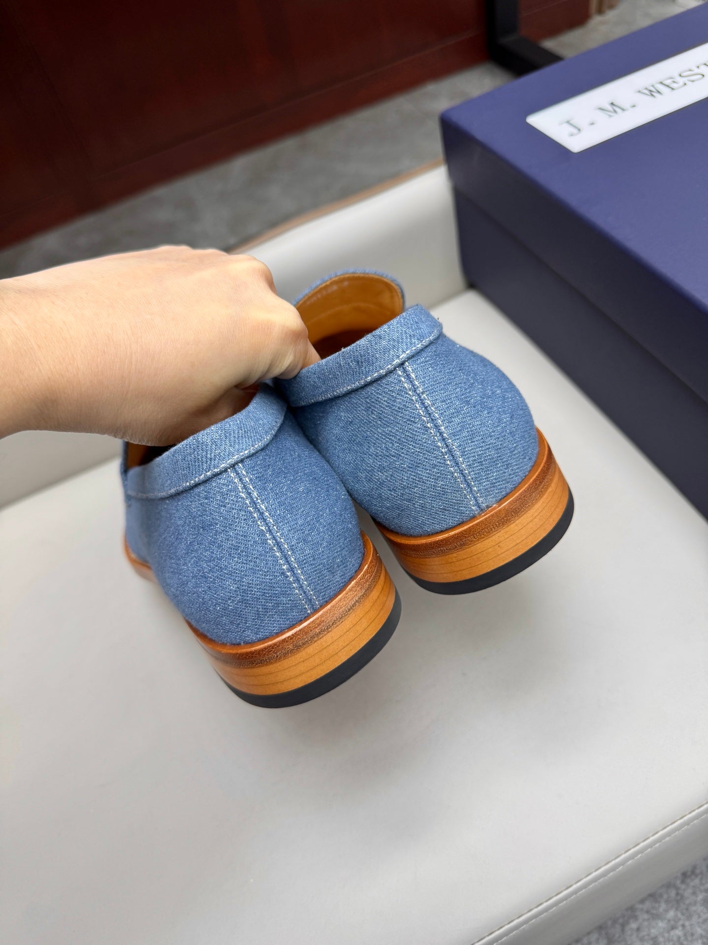 Mocassin 180 en tissu denim bleu
