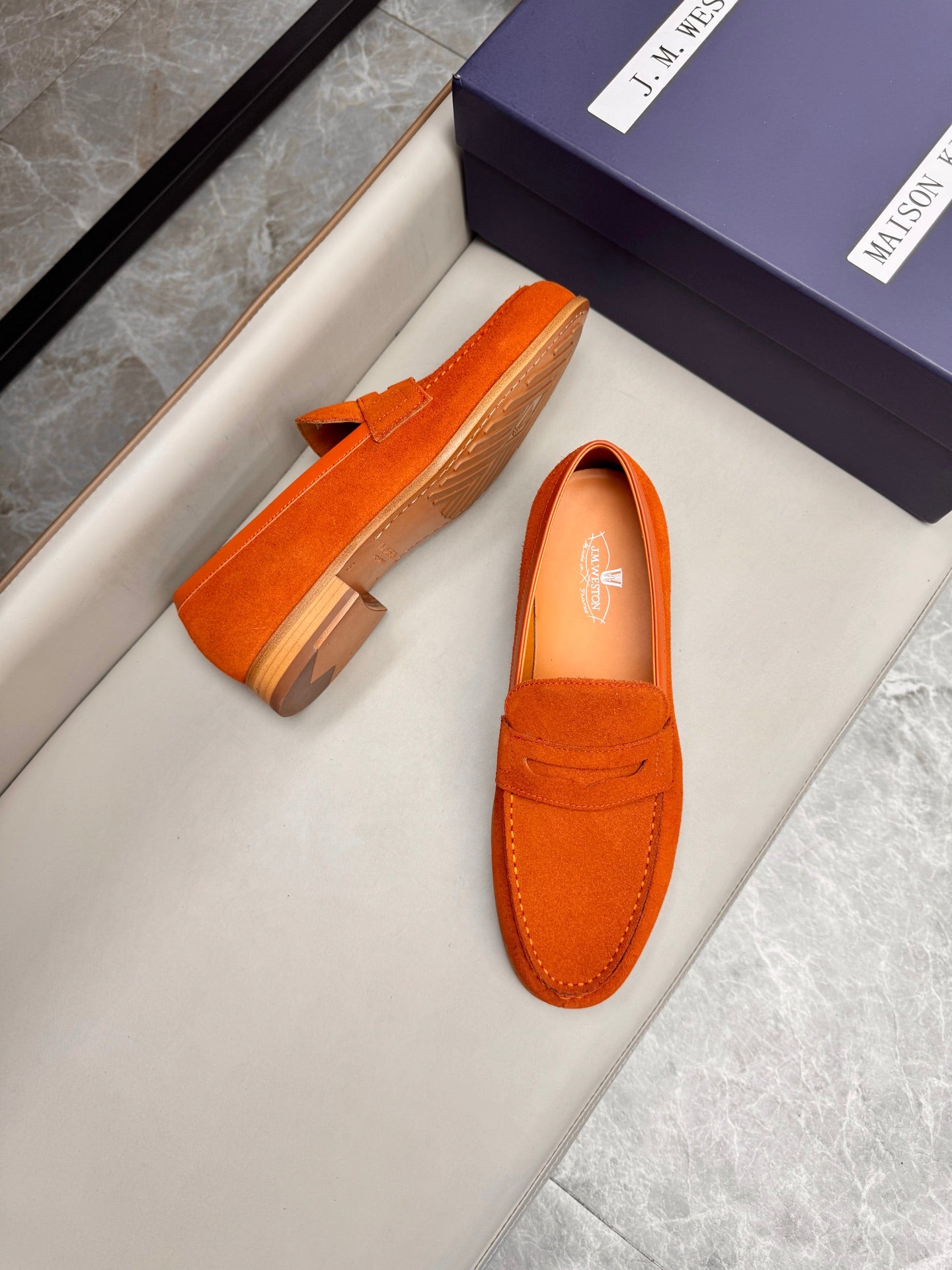 Mocassin 180 en daim orange vif