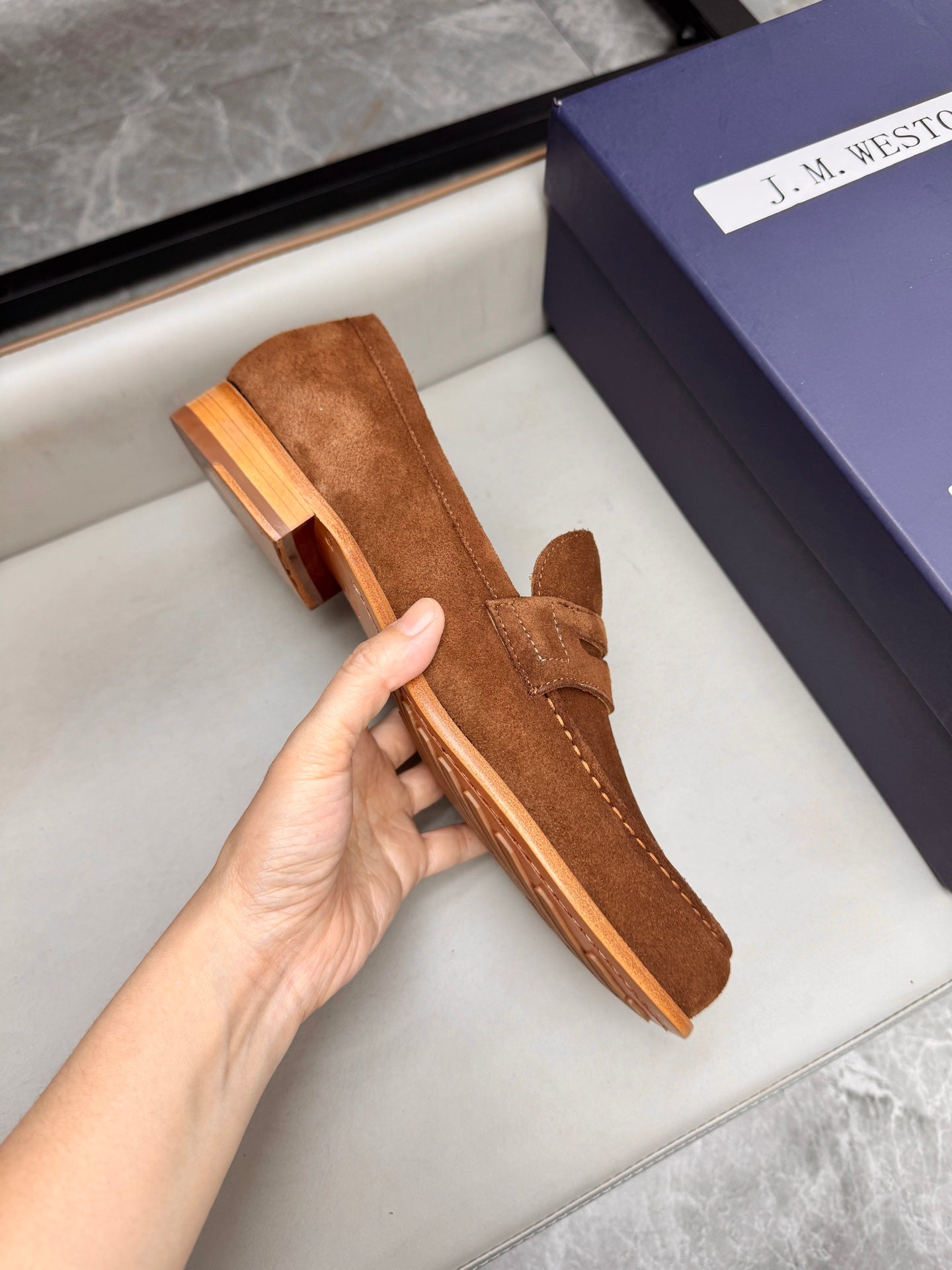 Mocassin 180 en daim marron clair