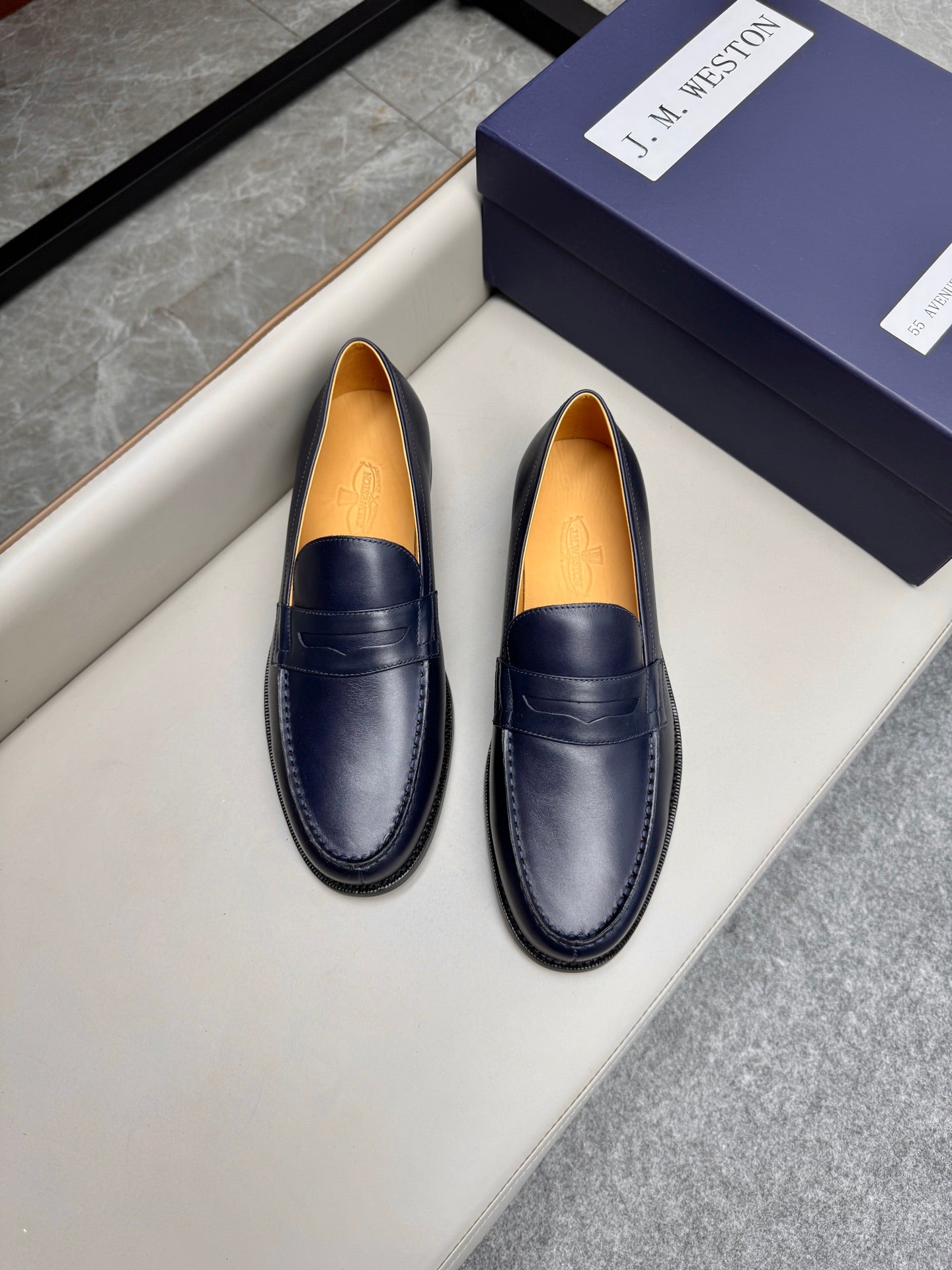 Mocassin 180 en cuir bleu marine