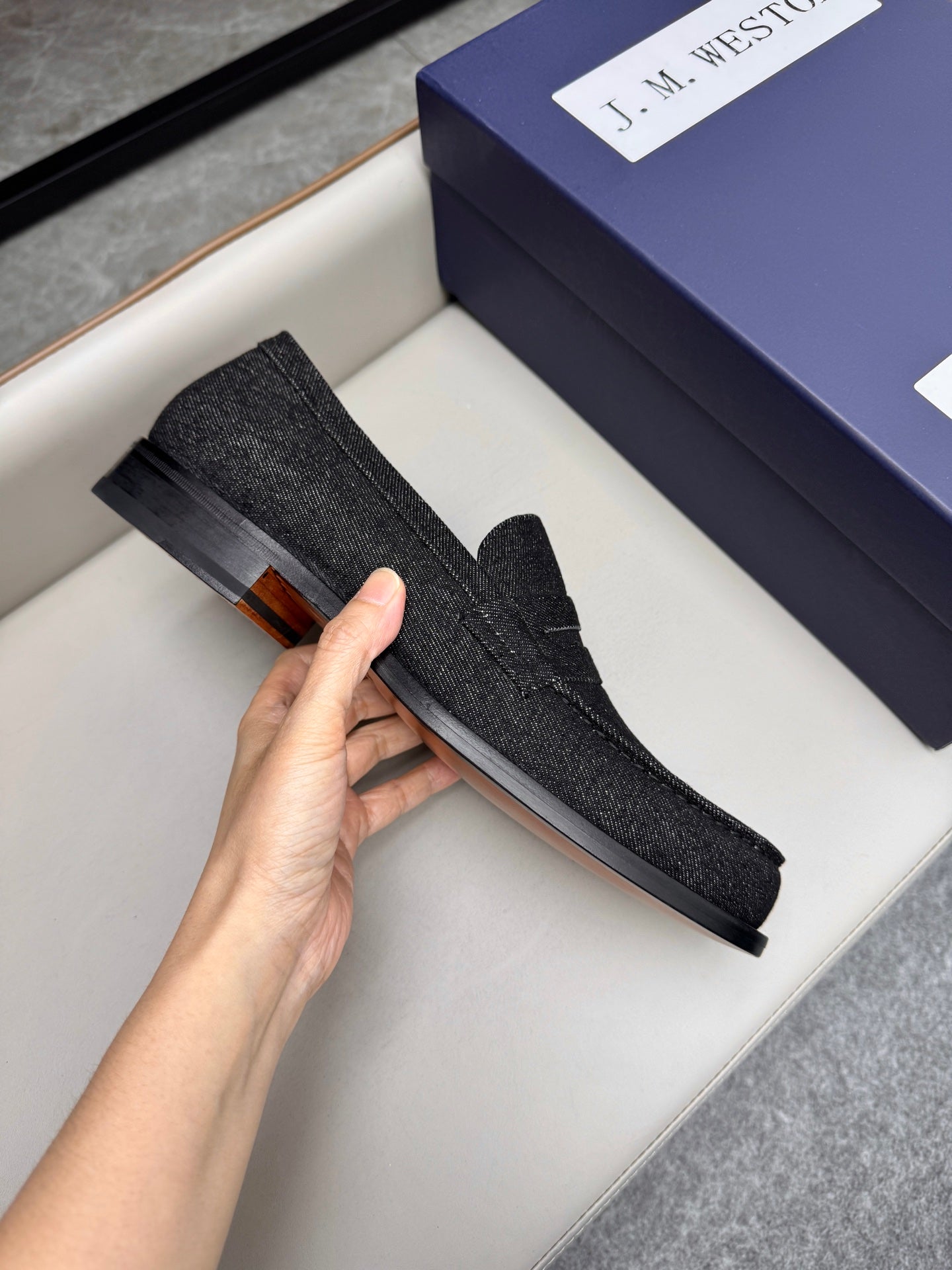 Mocassin 180 en denim noir