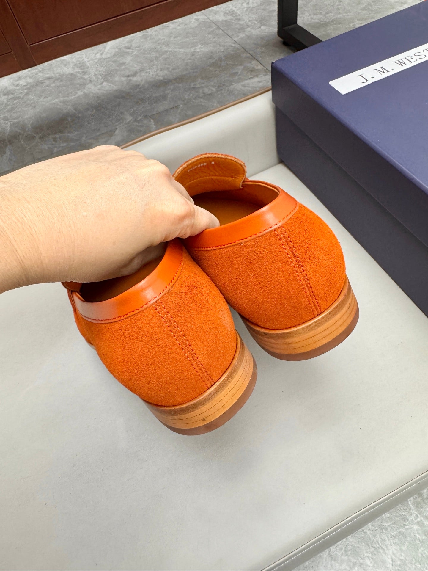 Mocassin 180 en daim orange vif