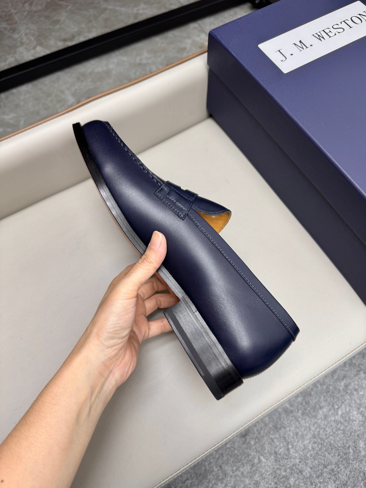 Mocassin 180 en cuir bleu marine