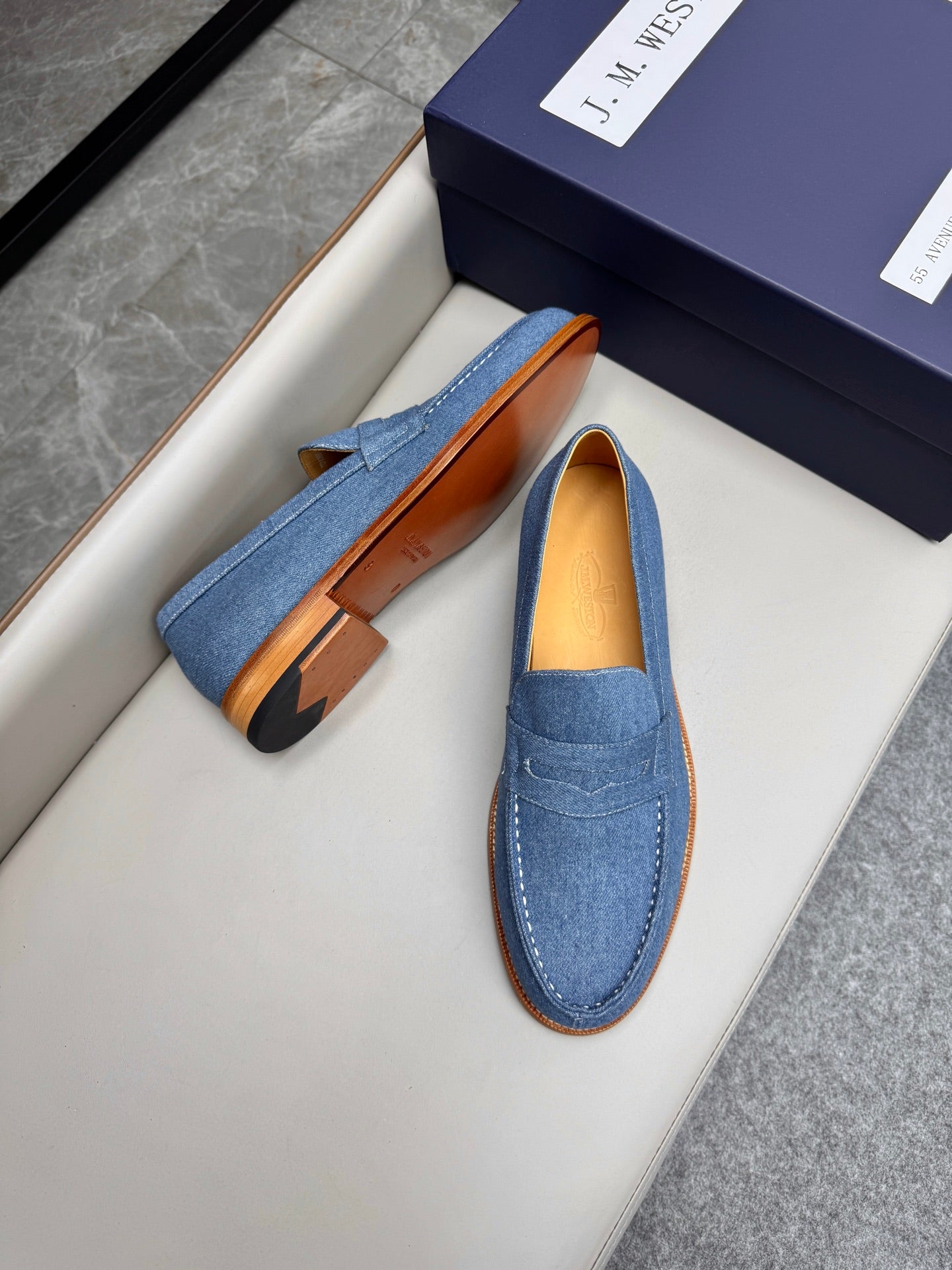 Mocassin 180 en tissu denim bleu