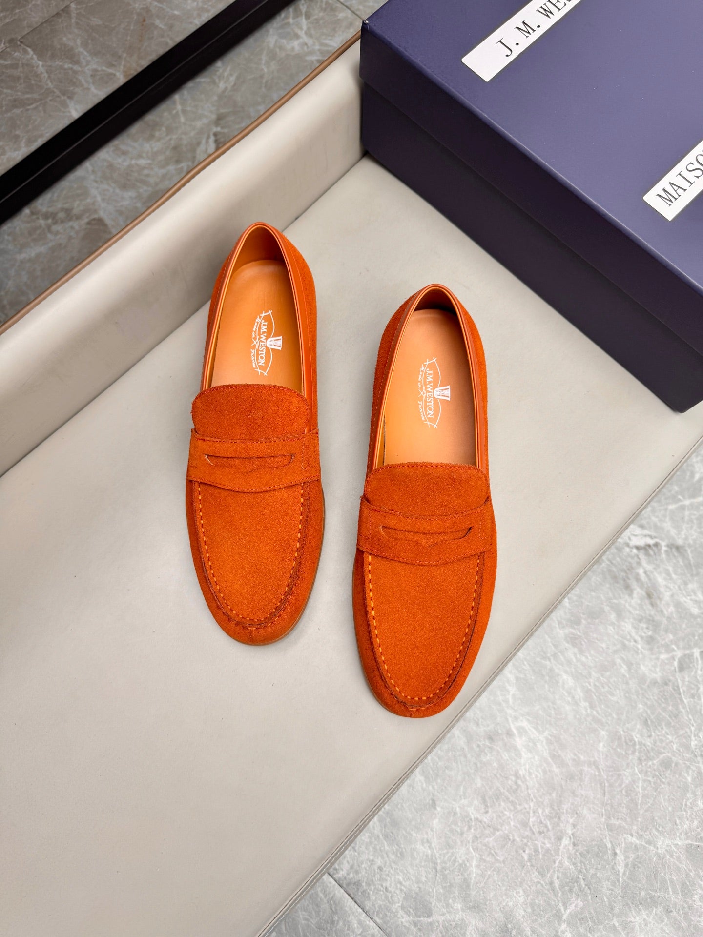 Mocassin 180 en daim orange vif