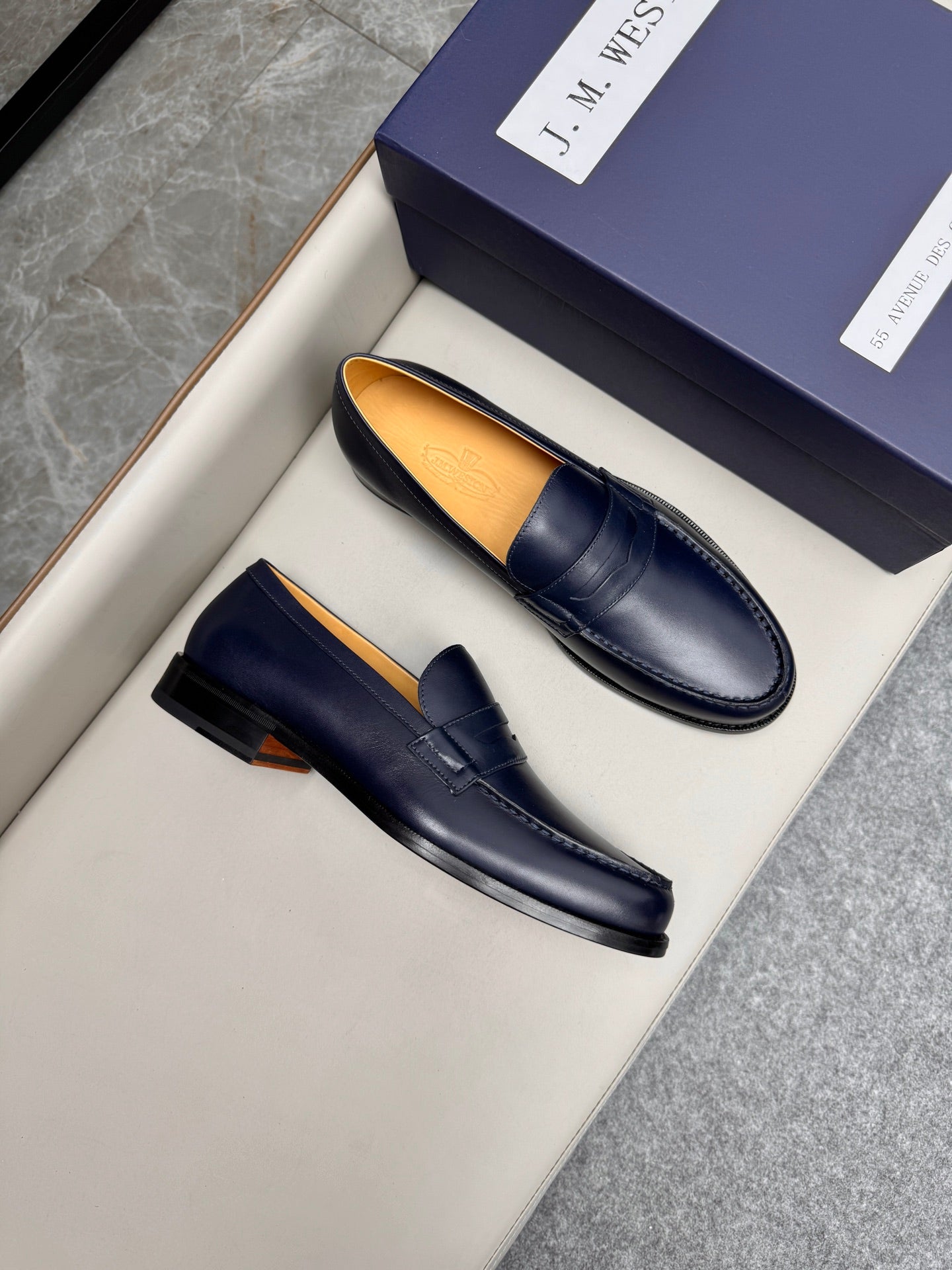Mocassin 180 en cuir bleu marine