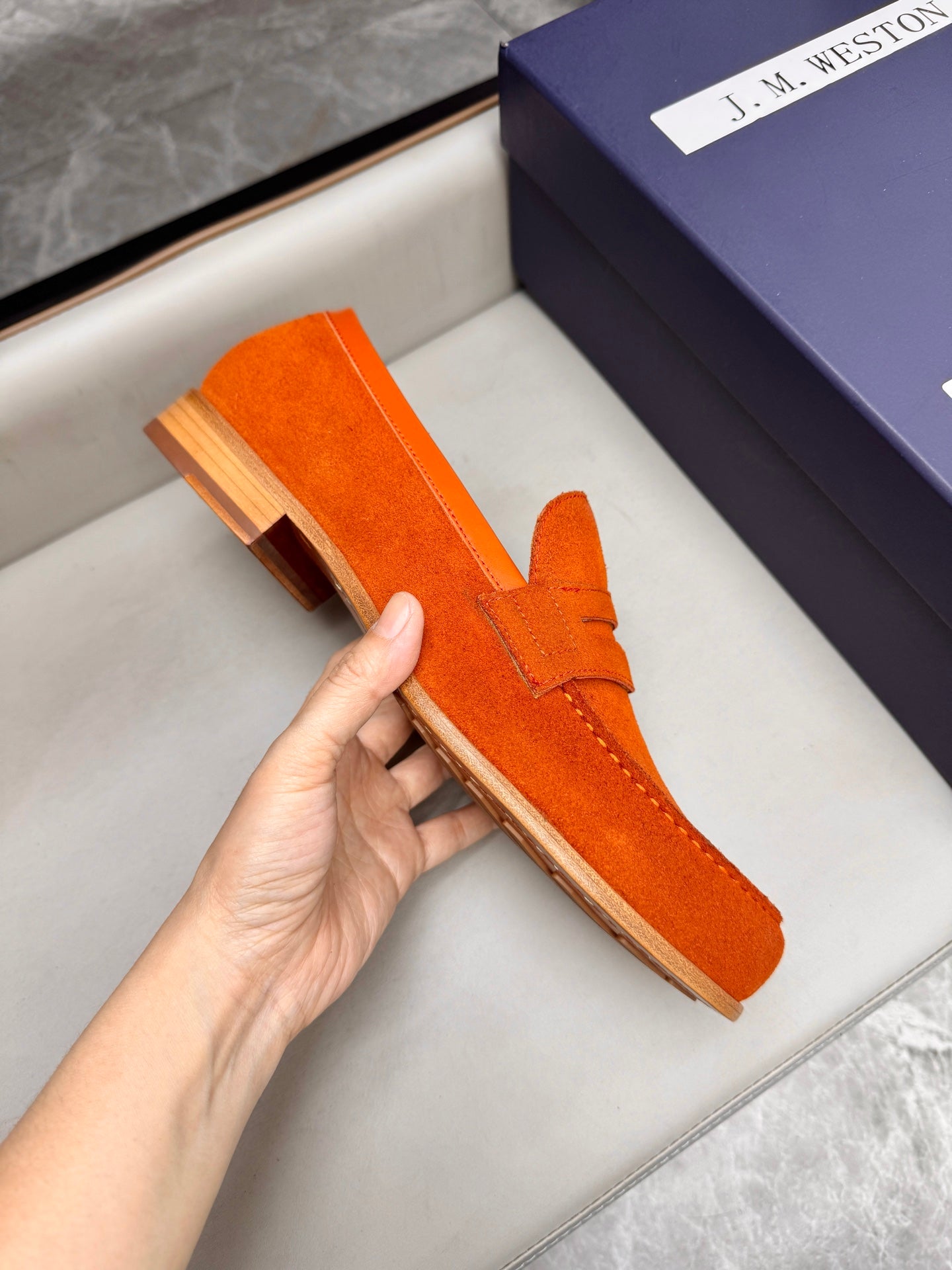 Mocassin 180 en daim orange vif
