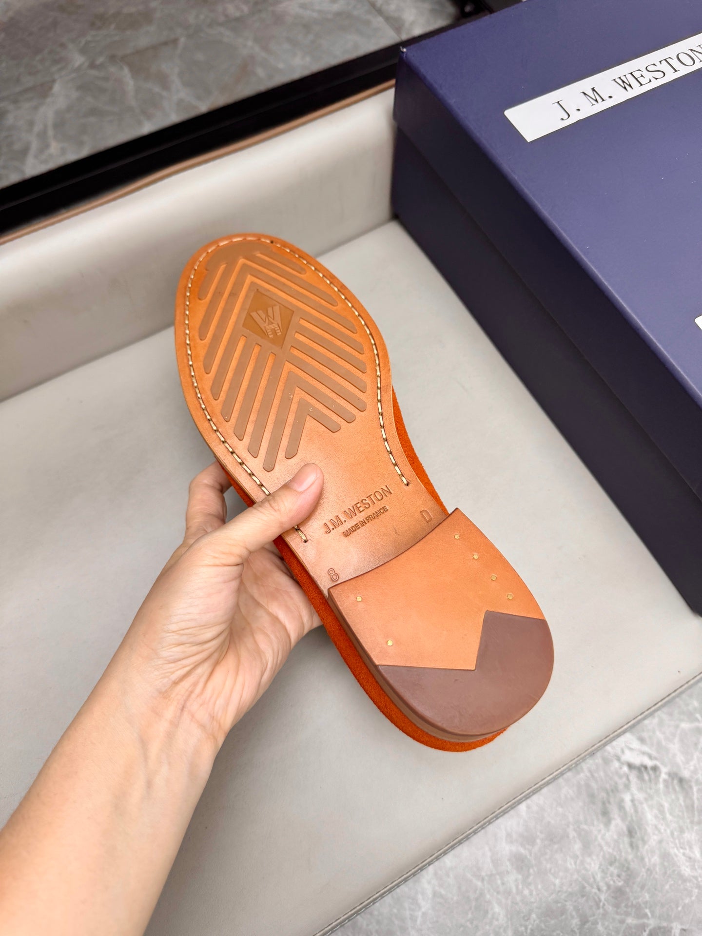 Mocassin 180 en daim orange vif