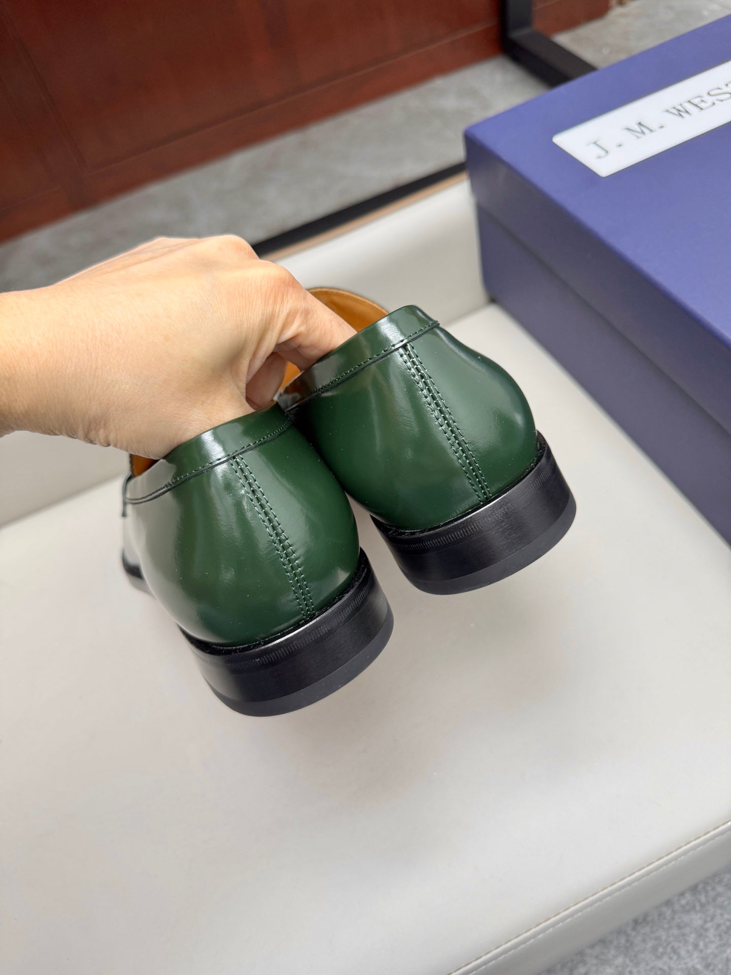 Mocassin 180 en cuir vert foncé