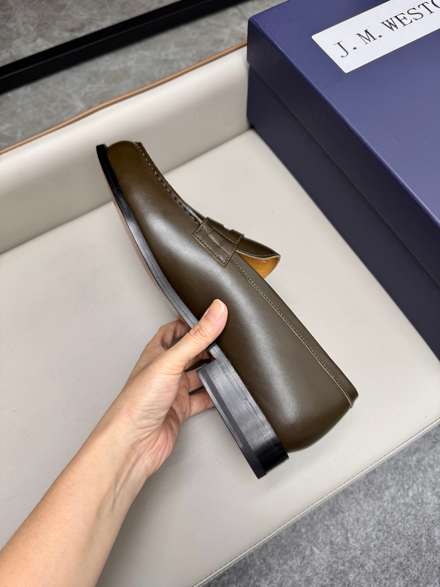 Mocassin 180 en cuir brun militaire