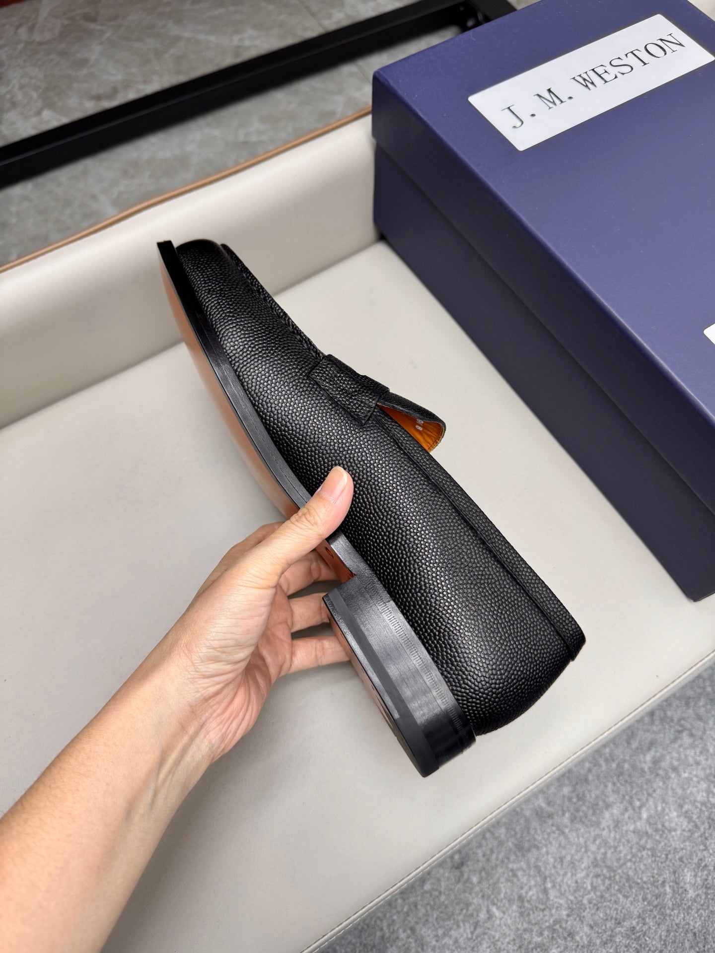 Mocassin 180 en cuir grainé noir