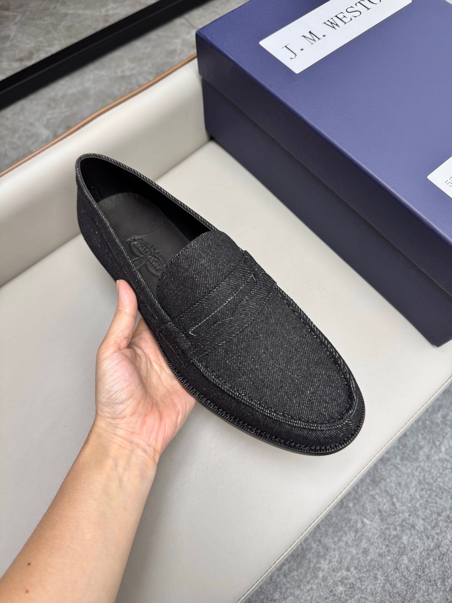 Mocassin 180 en denim noir