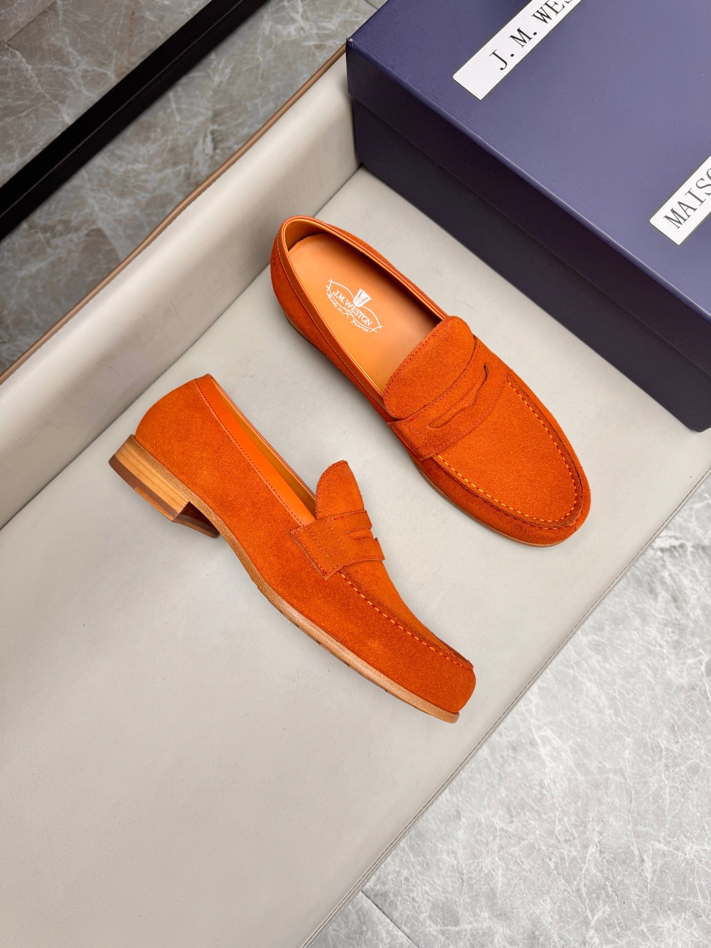 Mocassin 180 en daim orange vif