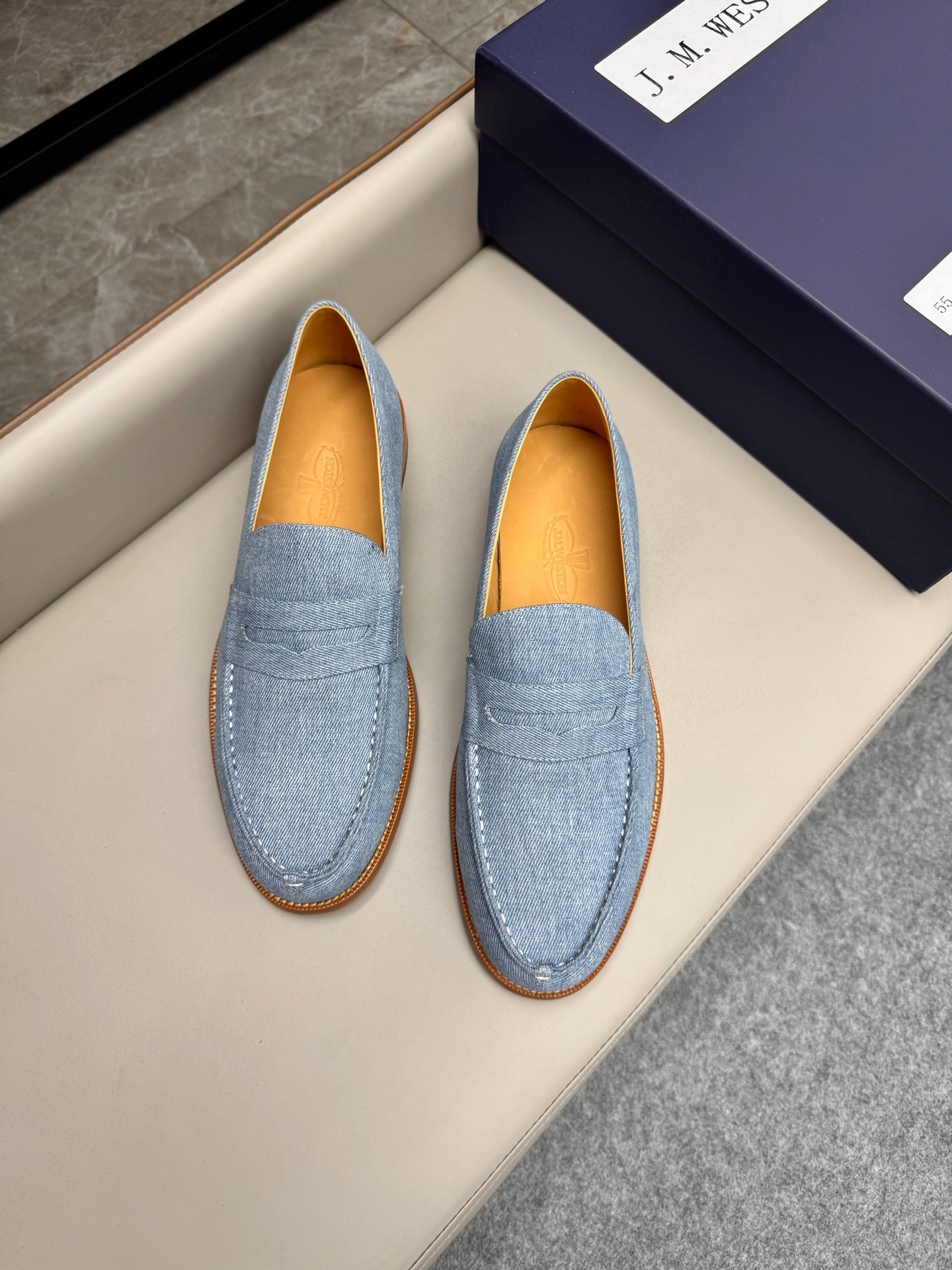 Mocassin 180 en tissu denim bleu